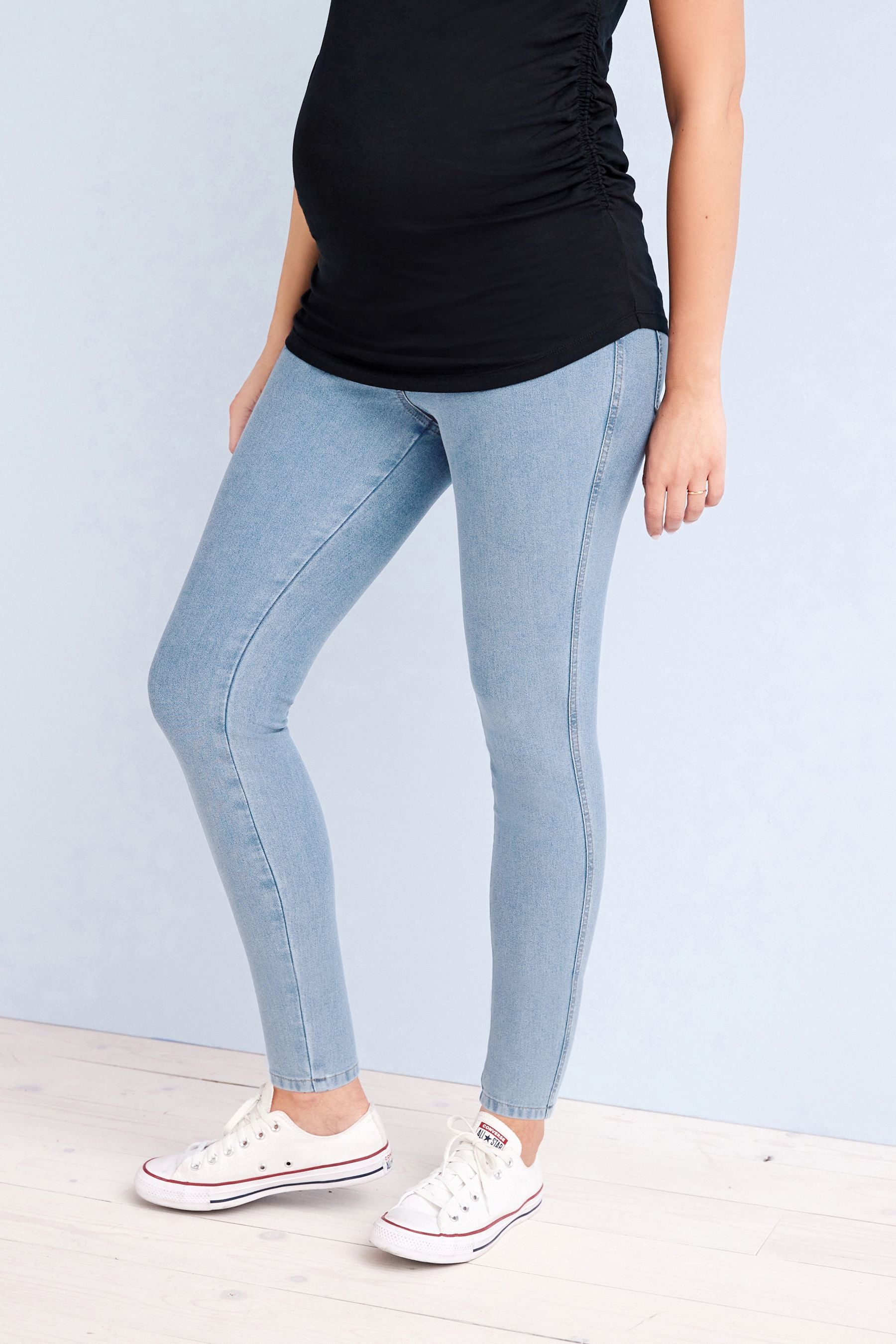 Mid Blue Maternity Denim Look Leggings