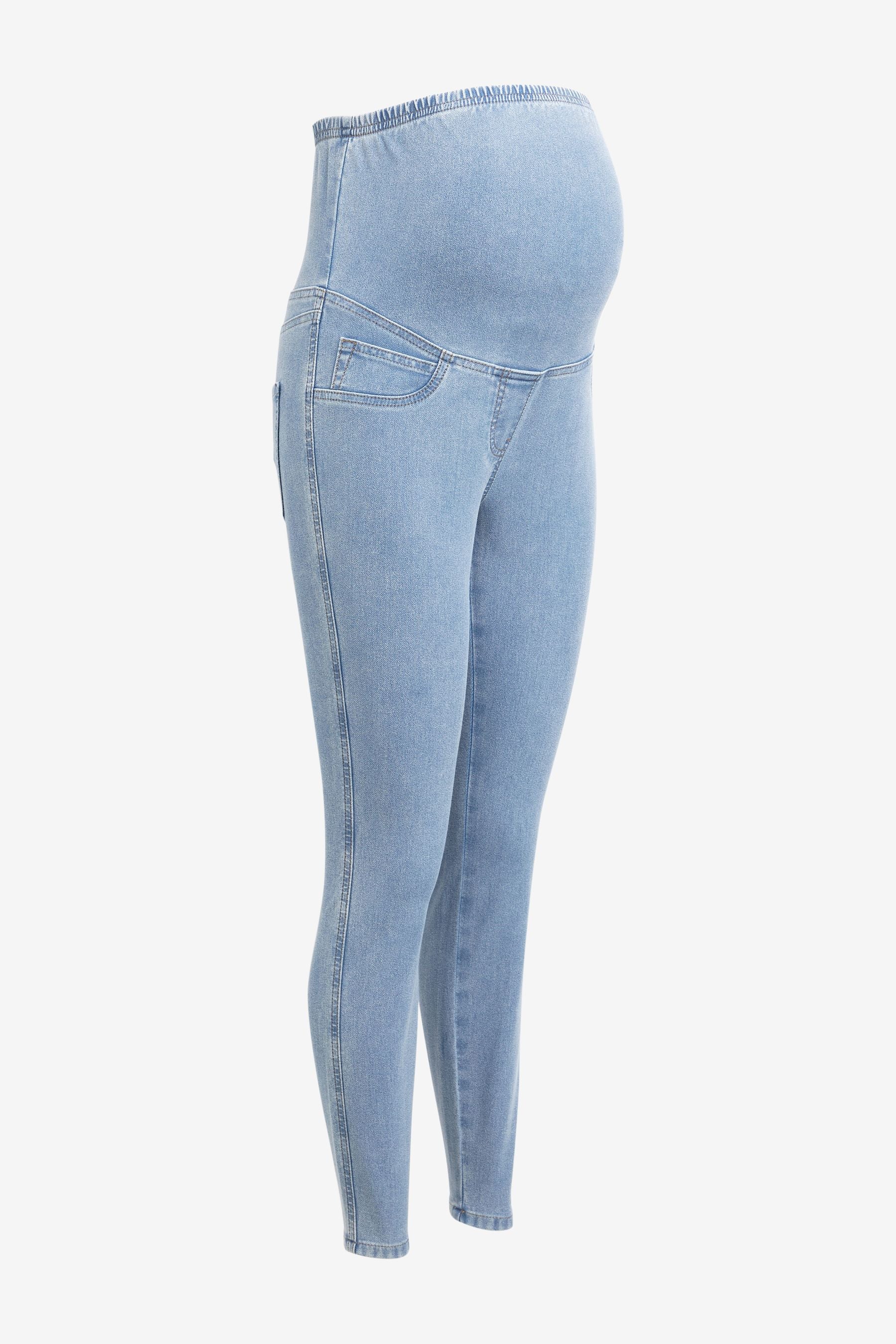 Mid Blue Maternity Denim Look Leggings