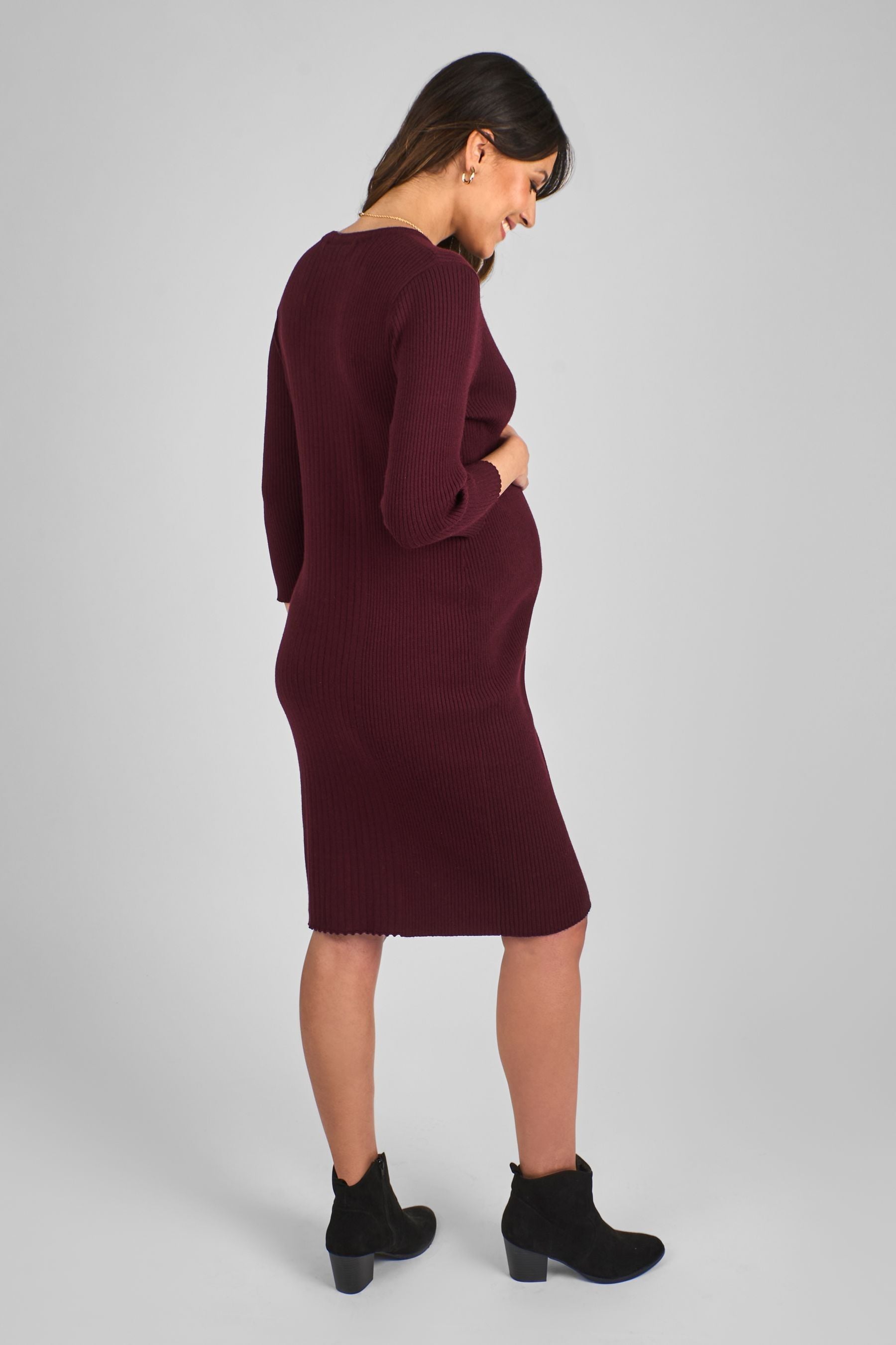 JoJo Maman Bébé Burgundy Red Knitted Maternity Tube Dress