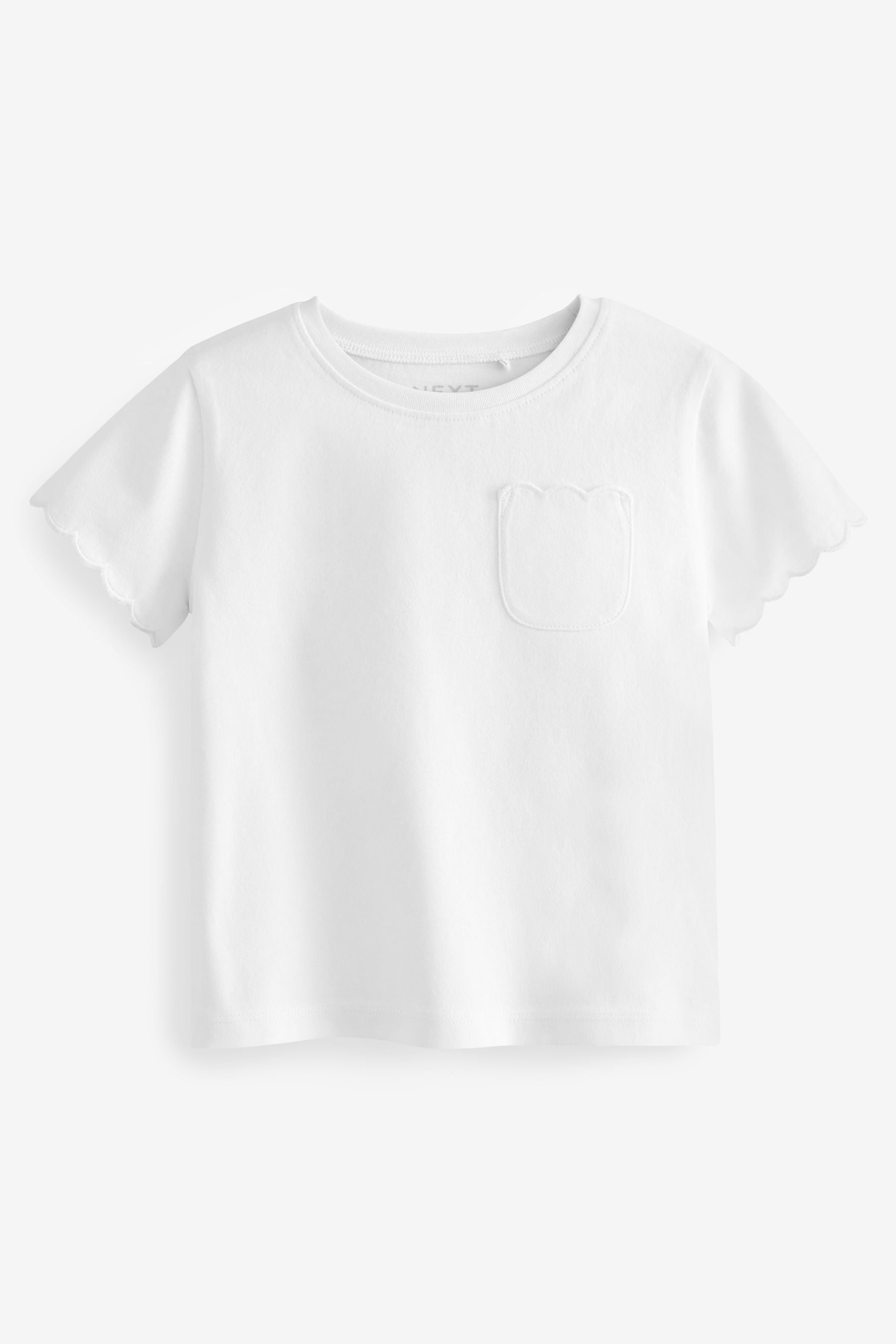 White Short Sleeve Scallop T-Shirt (3mths-7yrs)