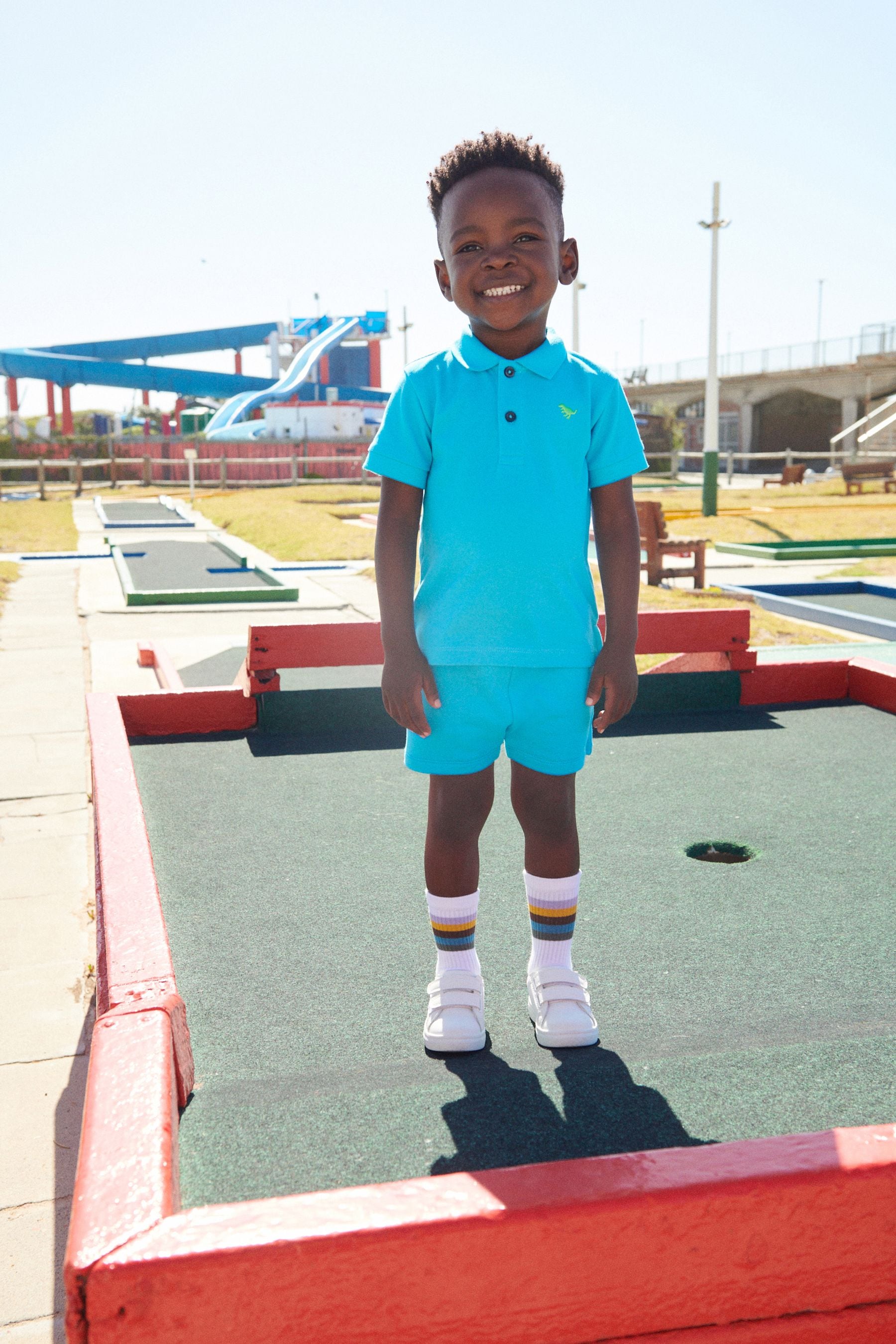 Turquoise Blue Short Sleeve Polo and Shorts Set (3mths-7yrs)