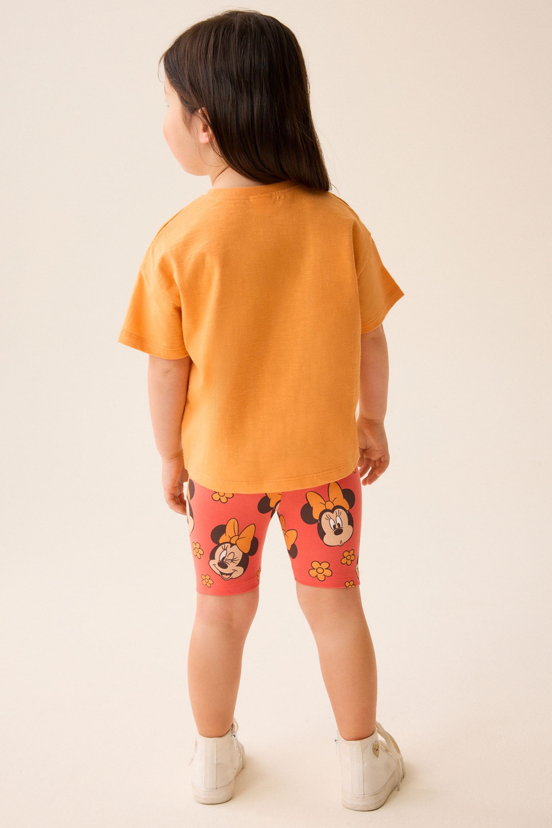 Orange 100% Cotton Disney Minnie Mouse T-Shirt and Cycle Shorts Set (3mths-7yrs)