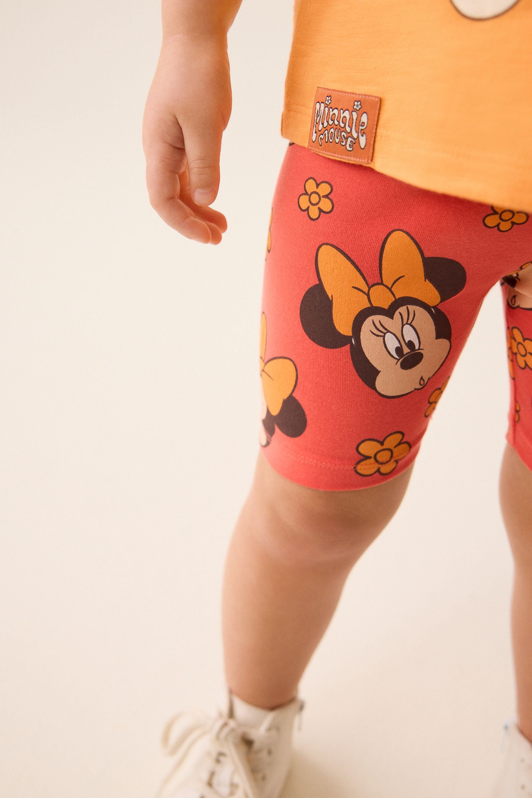 Orange 100% Cotton Disney Minnie Mouse T-Shirt and Cycle Shorts Set (3mths-7yrs)