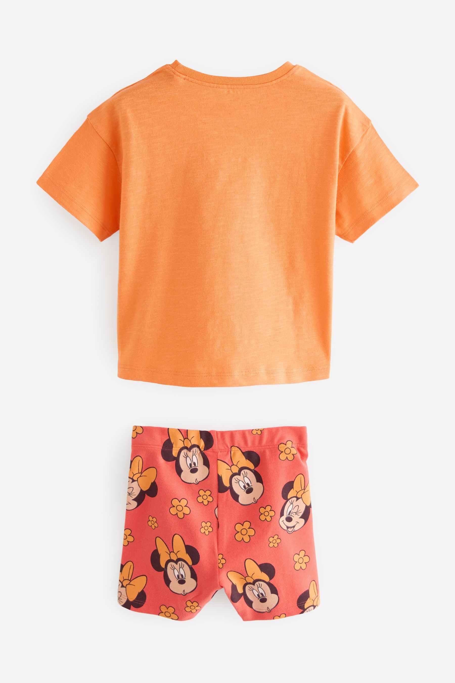 Orange 100% Cotton Disney Minnie Mouse T-Shirt and Cycle Shorts Set (3mths-7yrs)