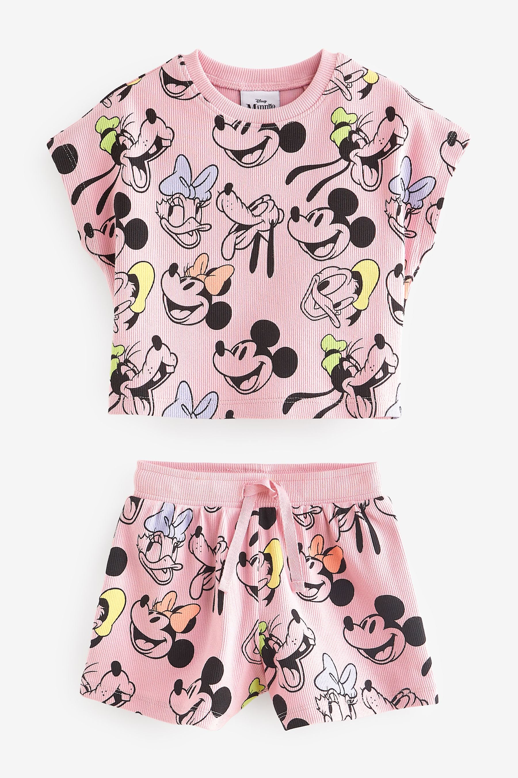 Pink Disney Mickey Mouse & Friends T-Shirt and Cycle Shorts Set (3mths-7yrs)