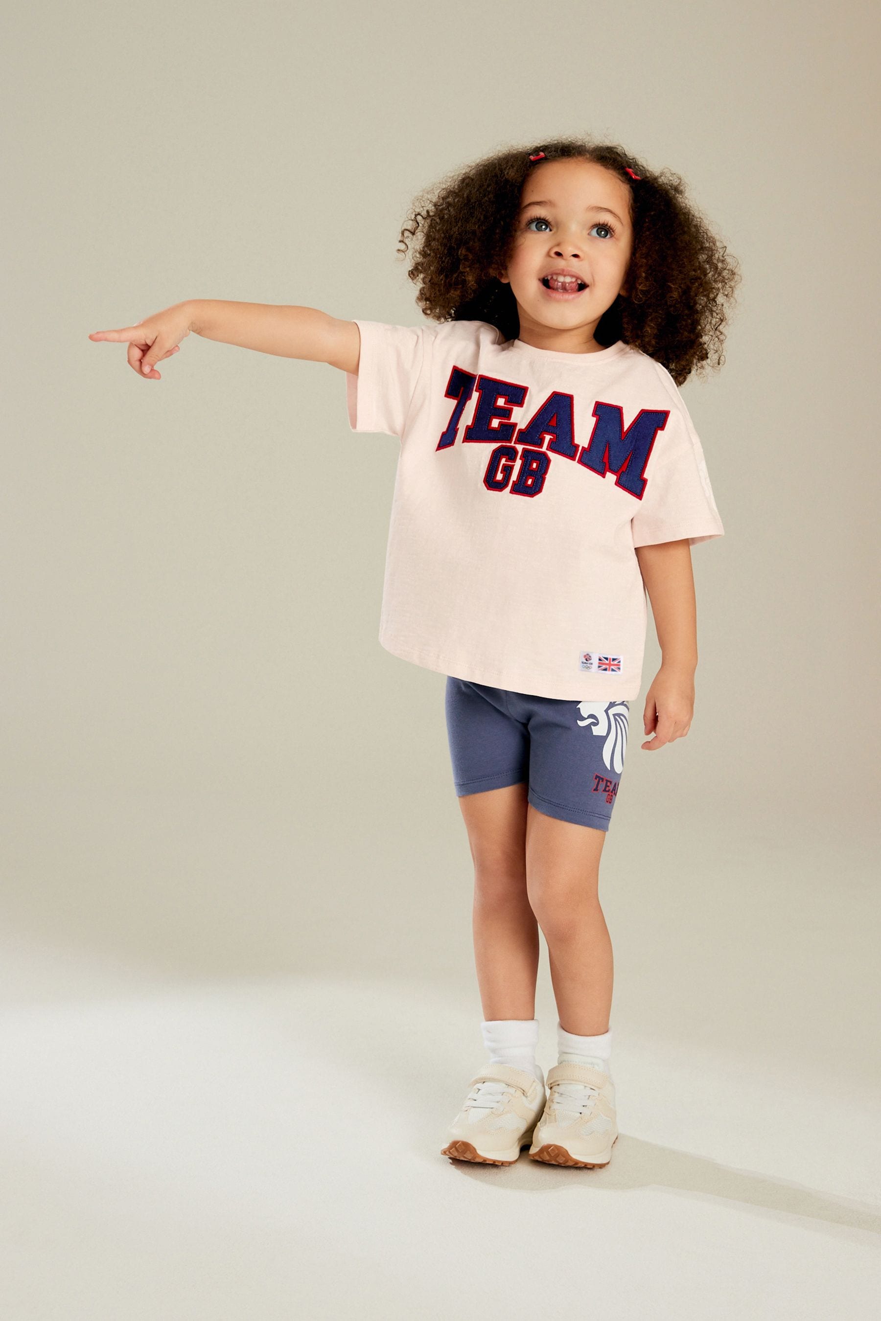 Pink/Blue 100% Cotton Team GB T-Shirt and Cycle Shorts Set (3mths-7yrs)