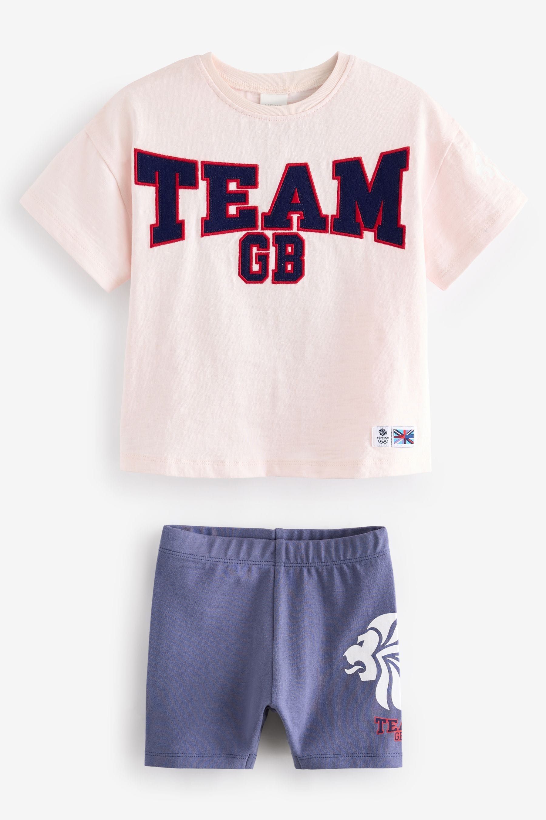 Pink/Blue Team GB T-Shirt and Cycle Shorts Set (3mths-7yrs)