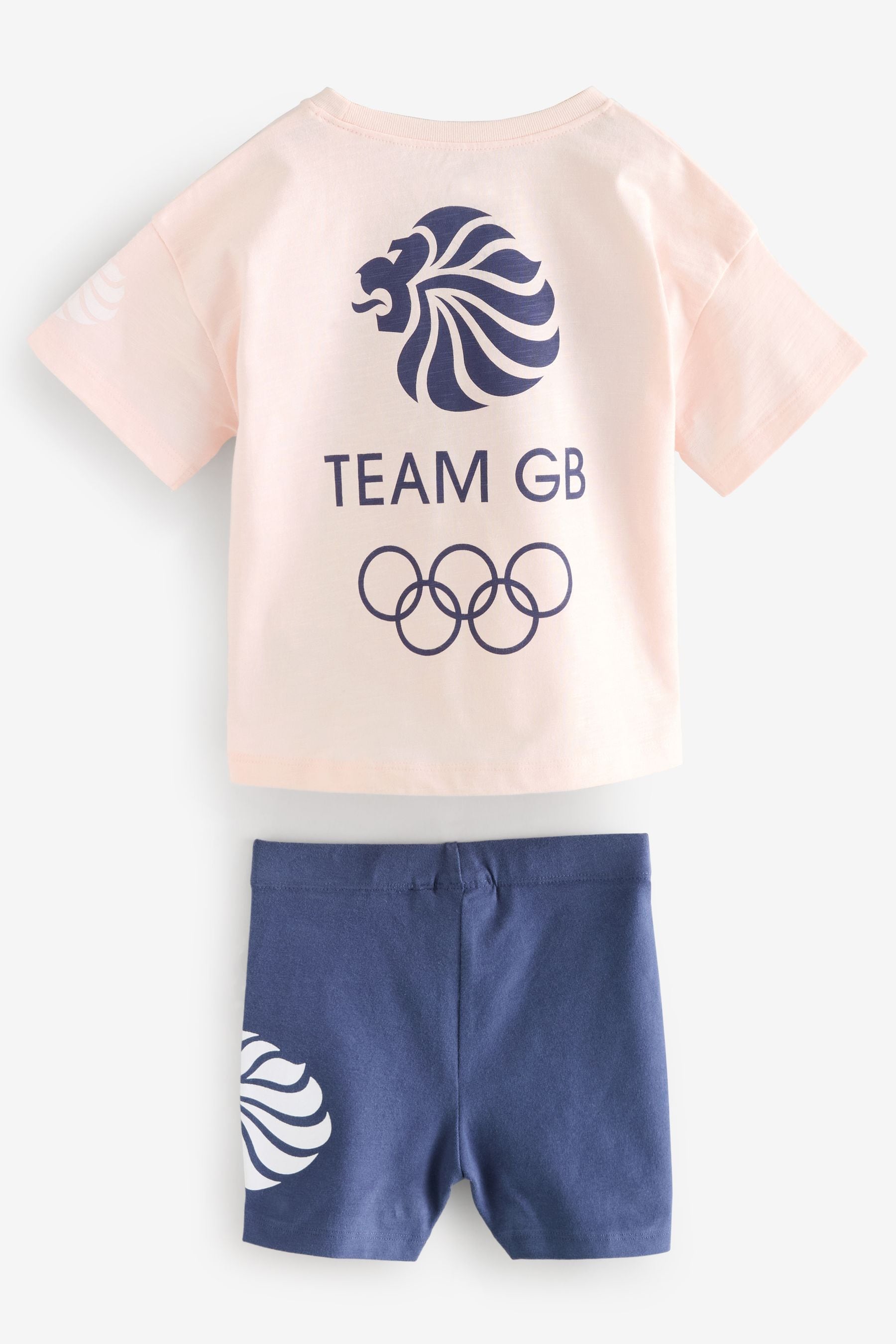 Pink/Blue 100% Cotton Team GB T-Shirt and Cycle Shorts Set (3mths-7yrs)