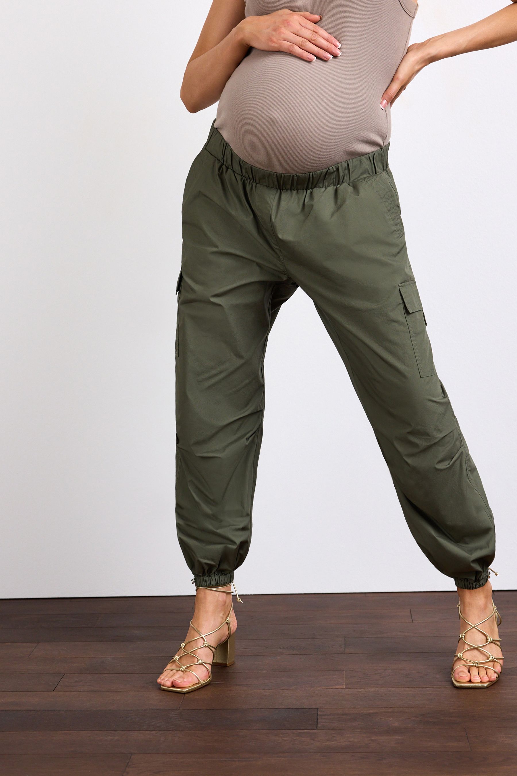 Khaki Green Maternity Utility Cargo Trousers