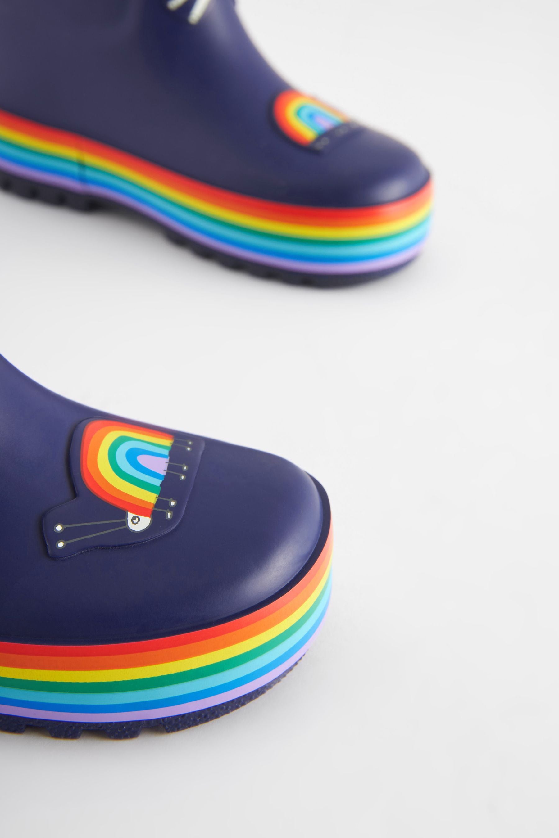 Navy Blue Rainbow Rubber Wellies