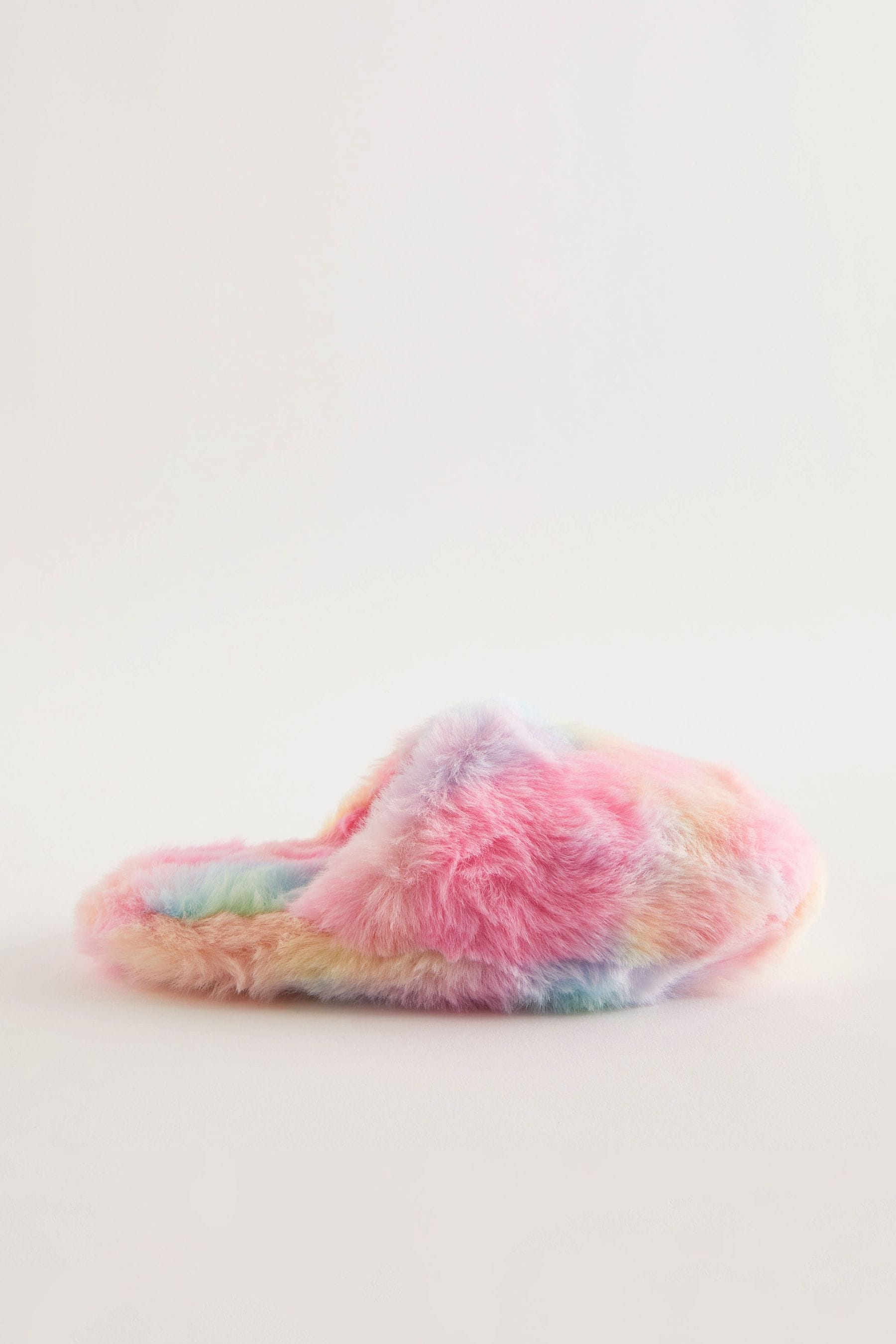 Multi Tie Dye Faux Fur Mule Slippers