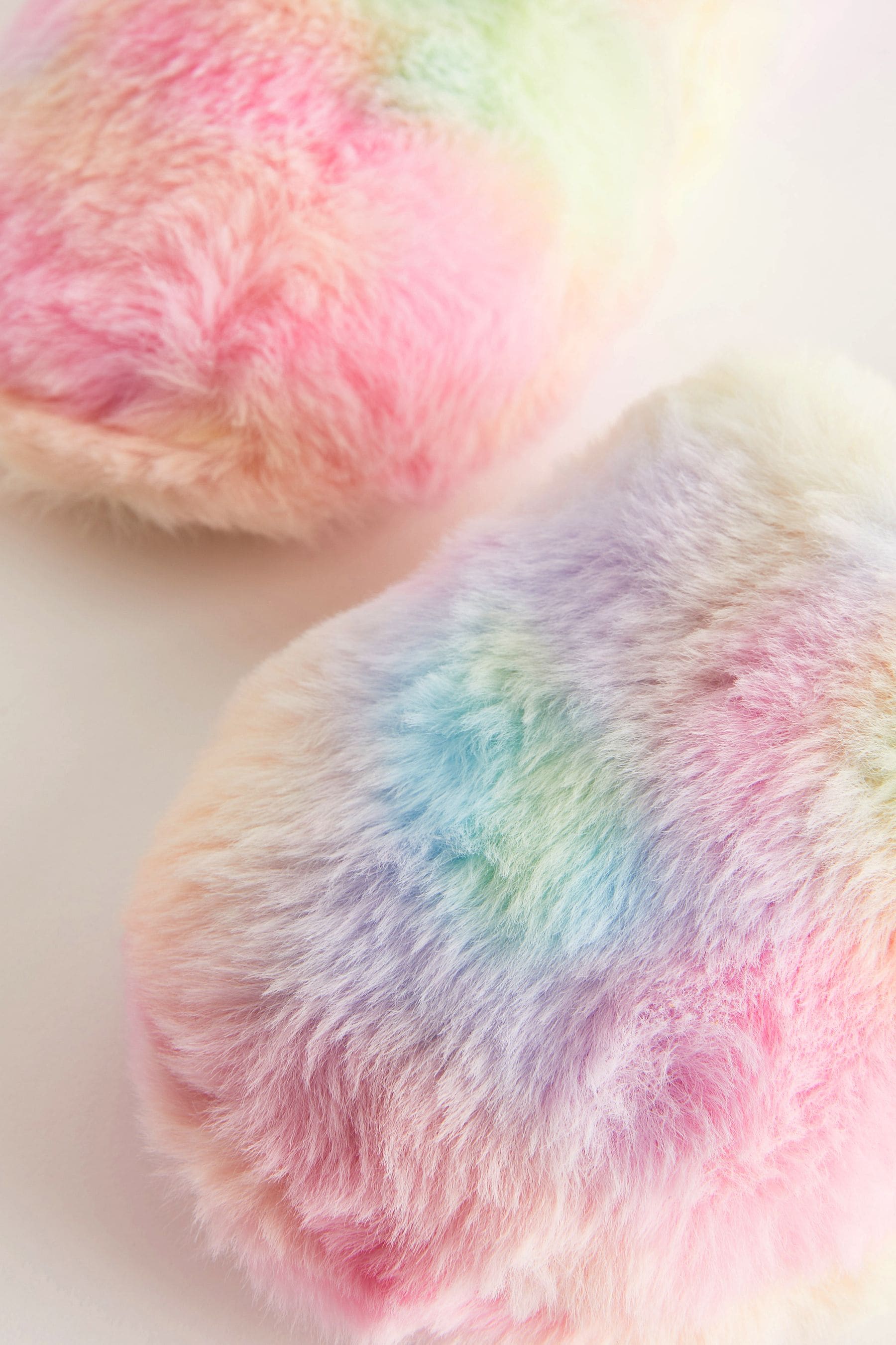 Multi Tie Dye Faux Fur Mule Slippers