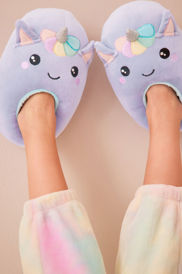 Purple Caticorn Plush Slippers