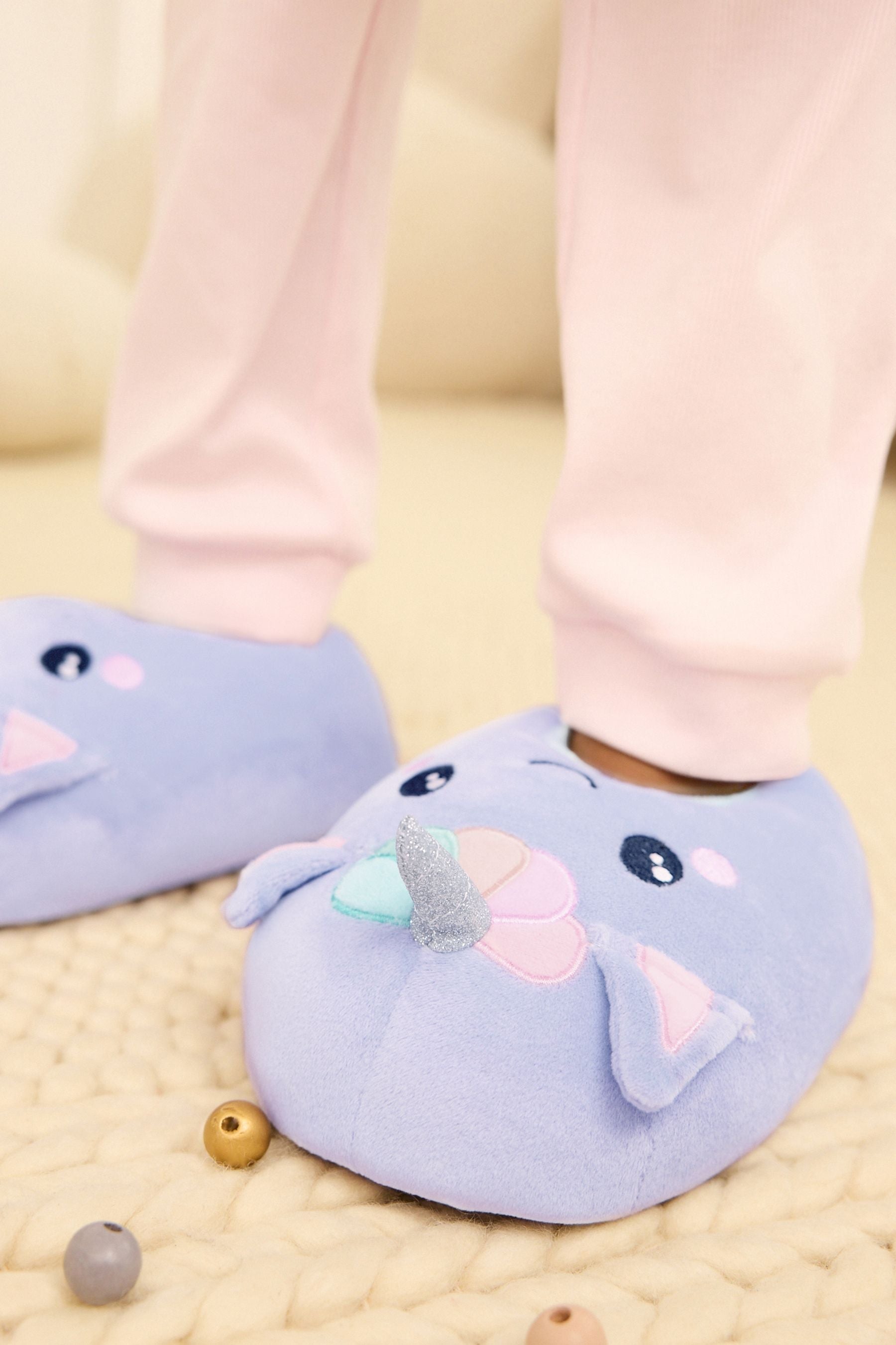 Purple Caticorn Plush Slippers