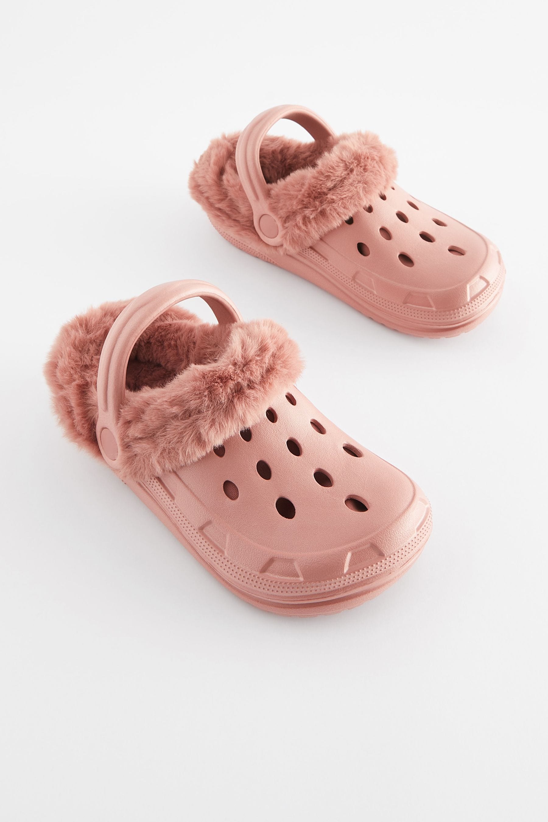 Pink Faux Fur Lined Clog Slippers