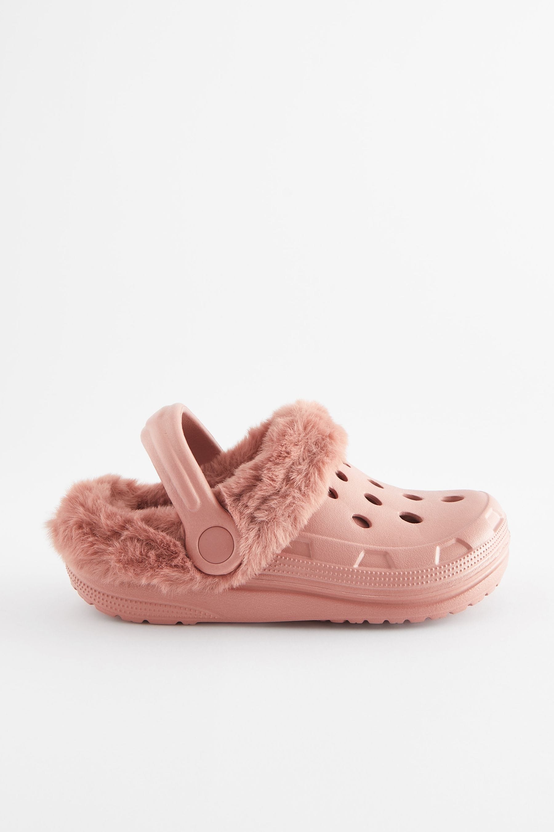 Pink Faux Fur Lined Clog Slippers