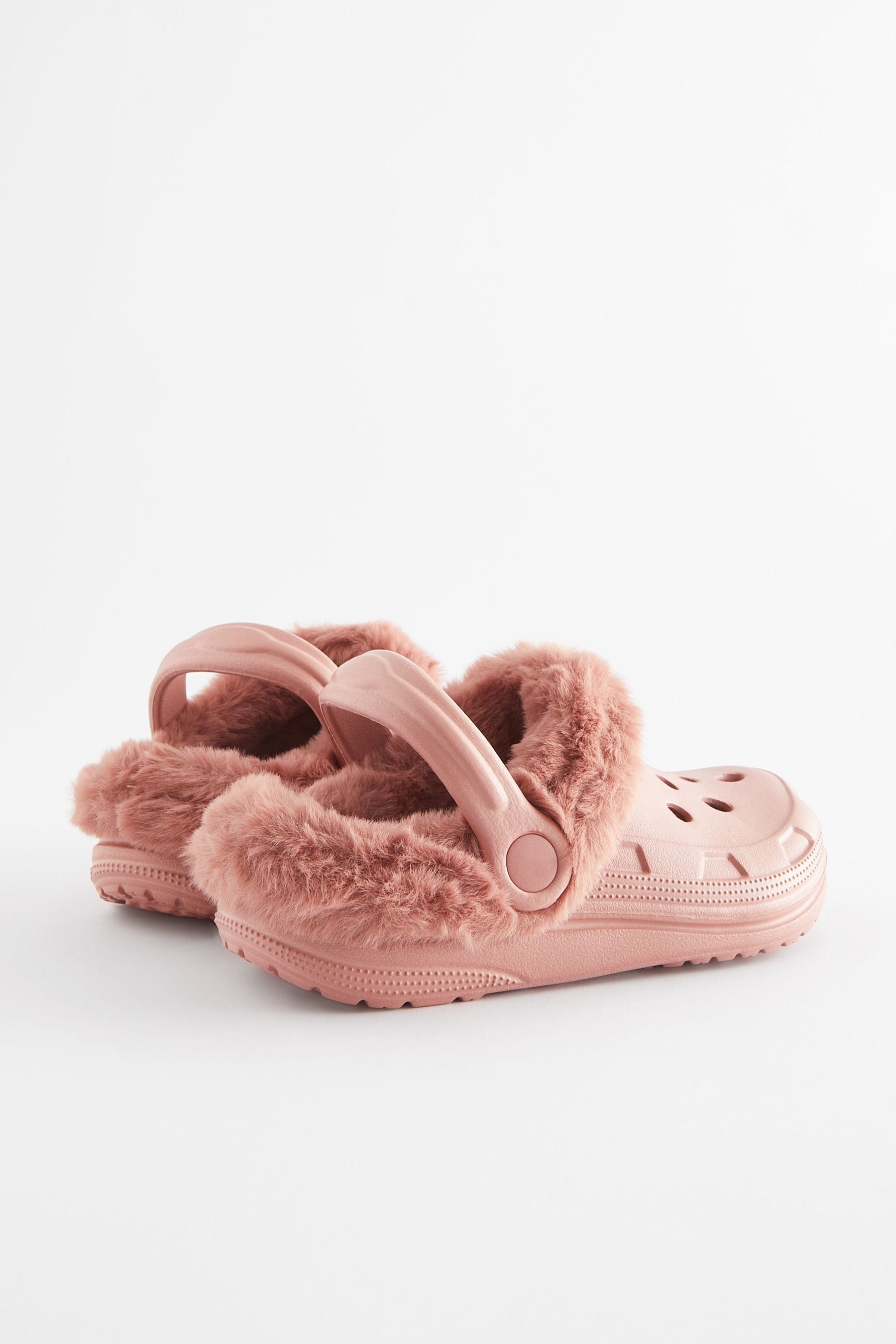 Pink Faux Fur Lined Clog Slippers