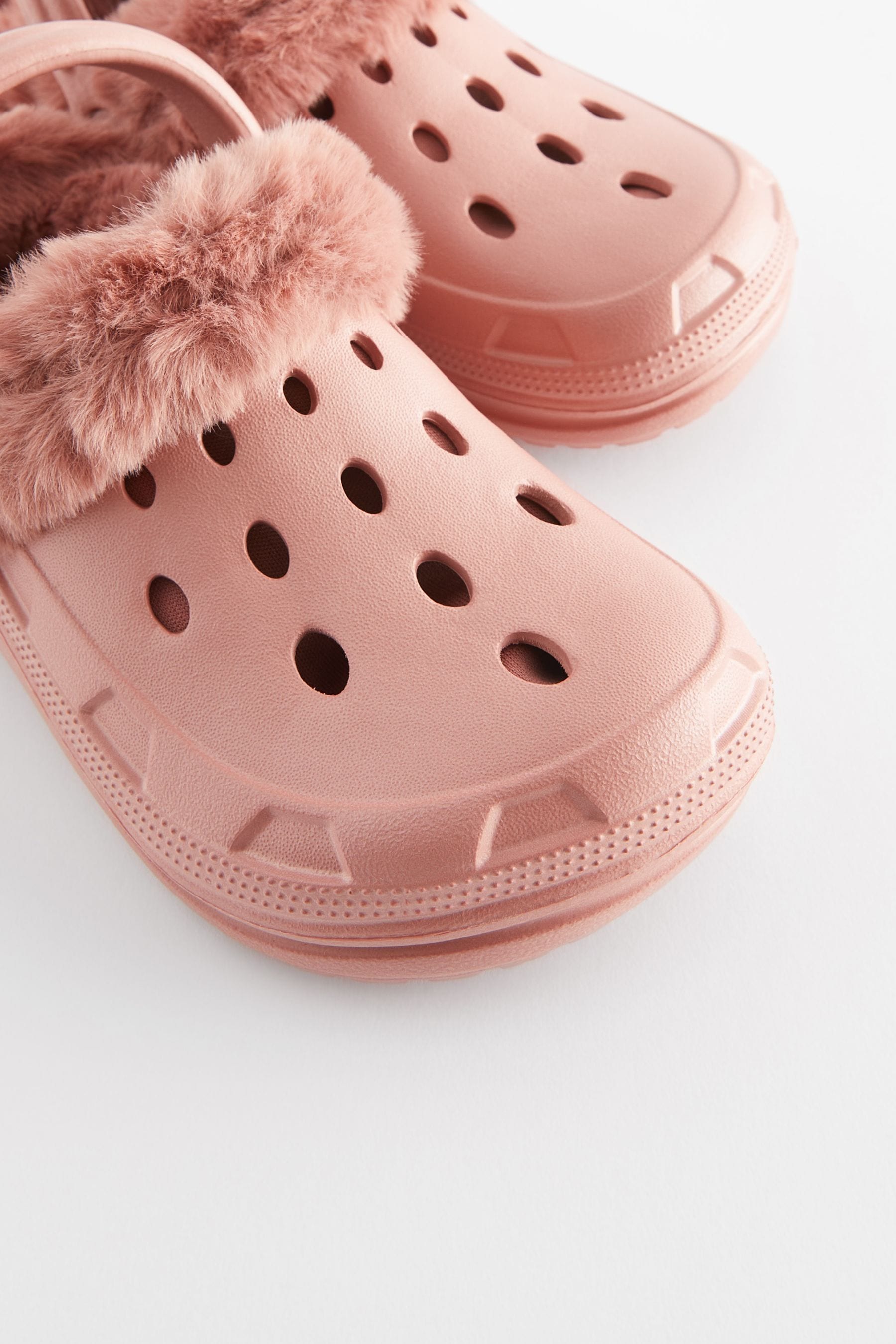 Pink Faux Fur Lined Clog Slippers