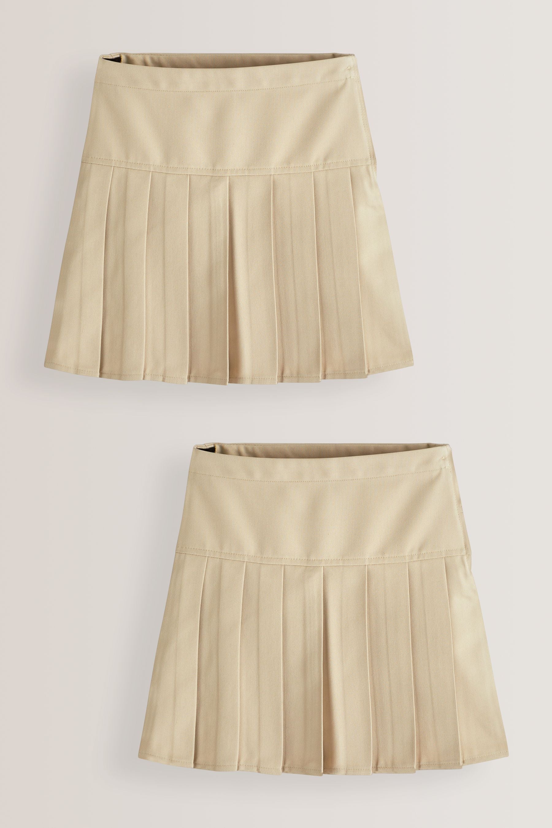 Neutral Stone Regular Waist Pleated School Skirts 2 Pack (3-16yrs)