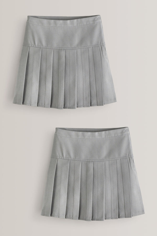 Light Grey Regular Waist Pleat Skirts 2 Pack (3-16yrs)