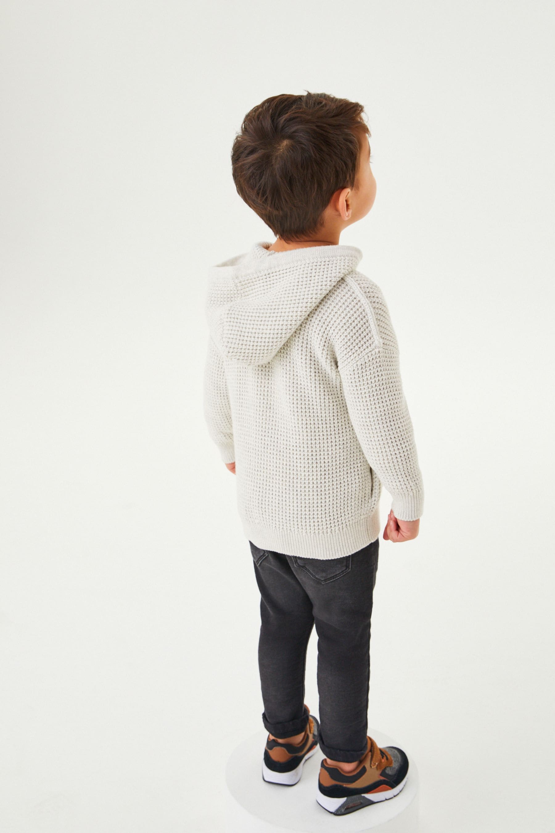 Ecru Cream Knitted Zip Through Hoodie (3mths-7yrs)