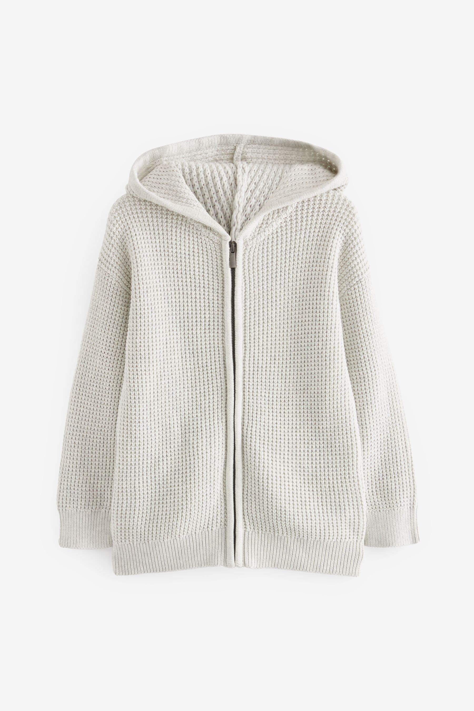 Ecru Cream Knitted Zip Through Hoodie (3mths-7yrs)