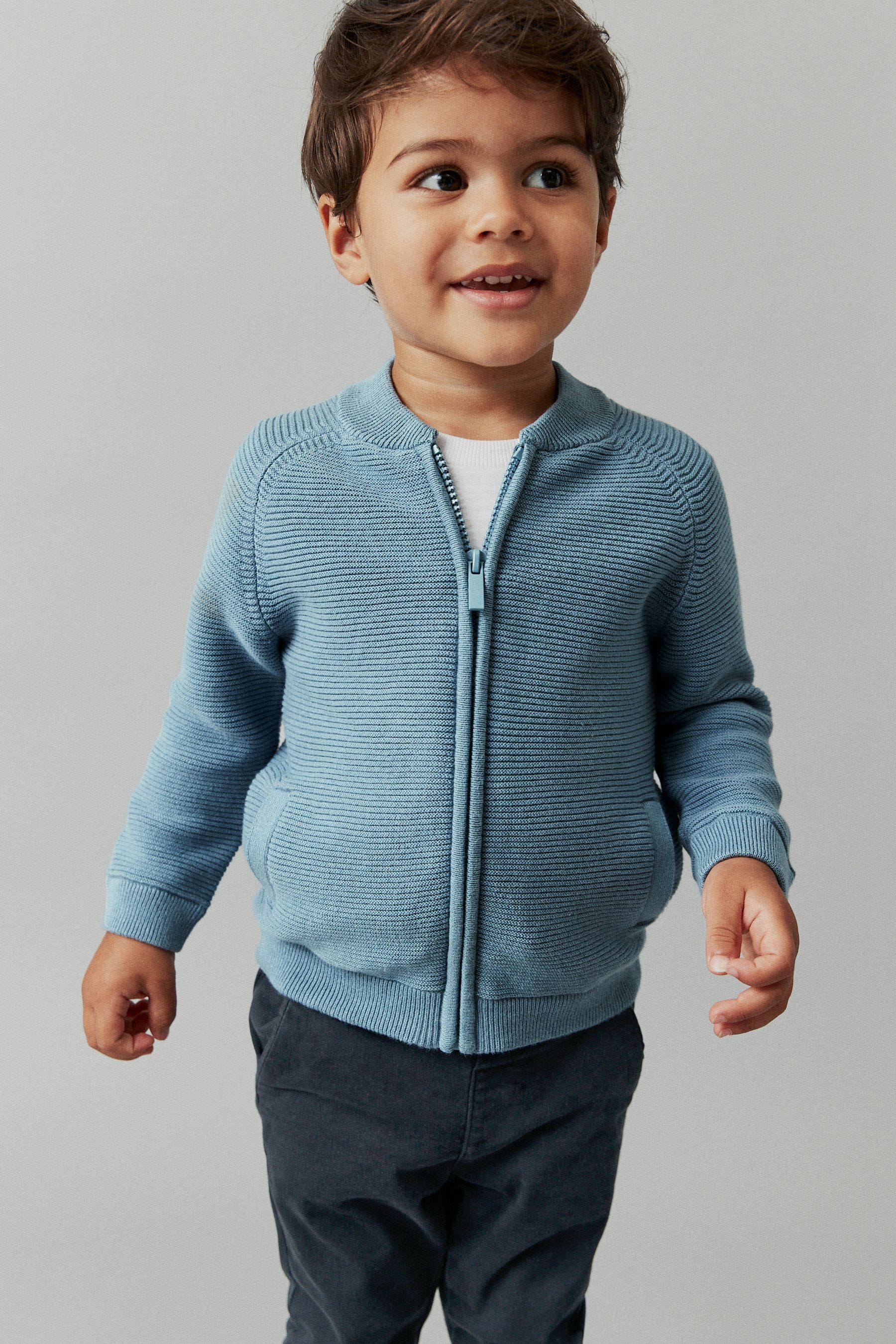 Blue Zip Through Cardigan (3mths-7yrs)