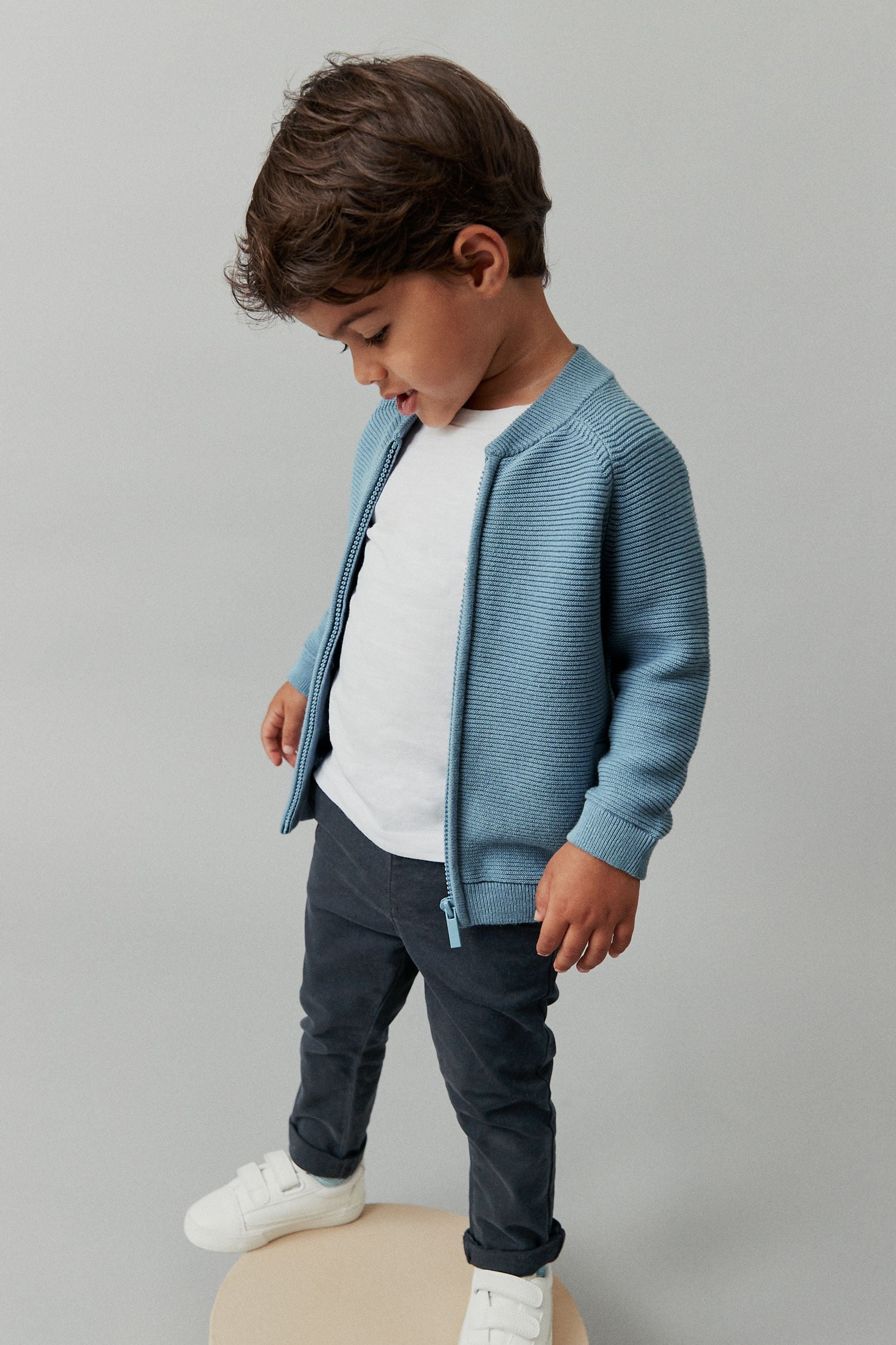 Blue Zip Through Cardigan (3mths-7yrs)