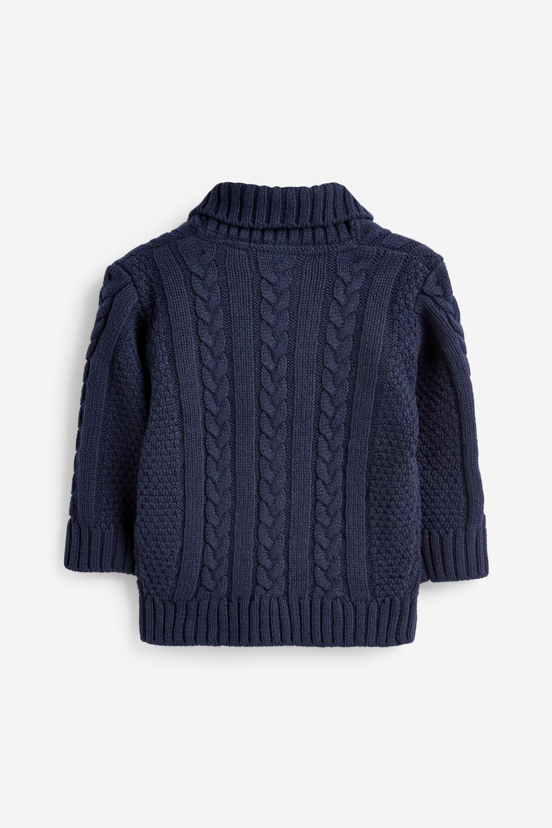 Navy Blue Shawl Collar Cable Cardigan (3mths-7yrs)