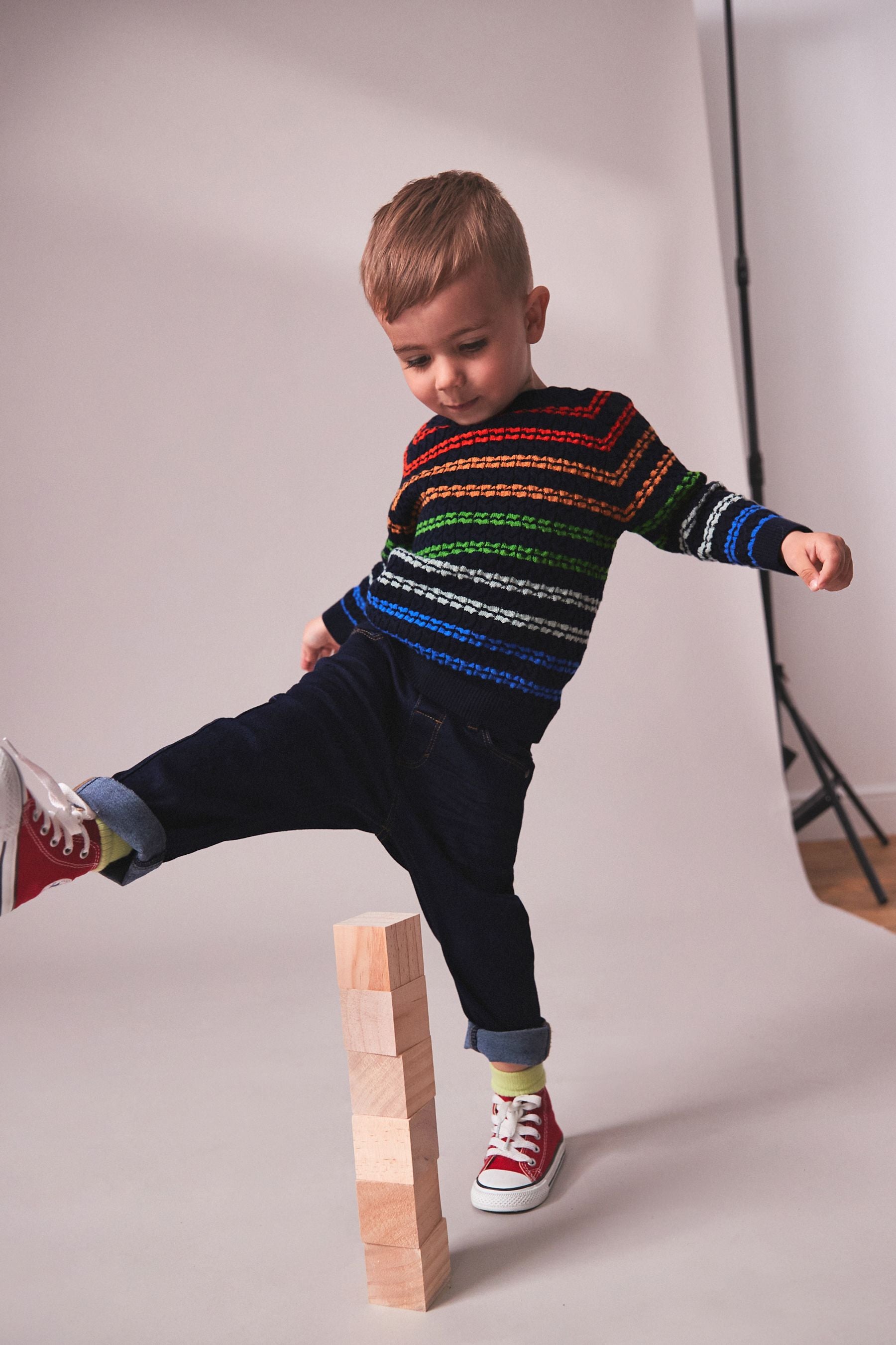 Multi Fine Gauge Striped Knitted Jumper (3mths-7yrs)