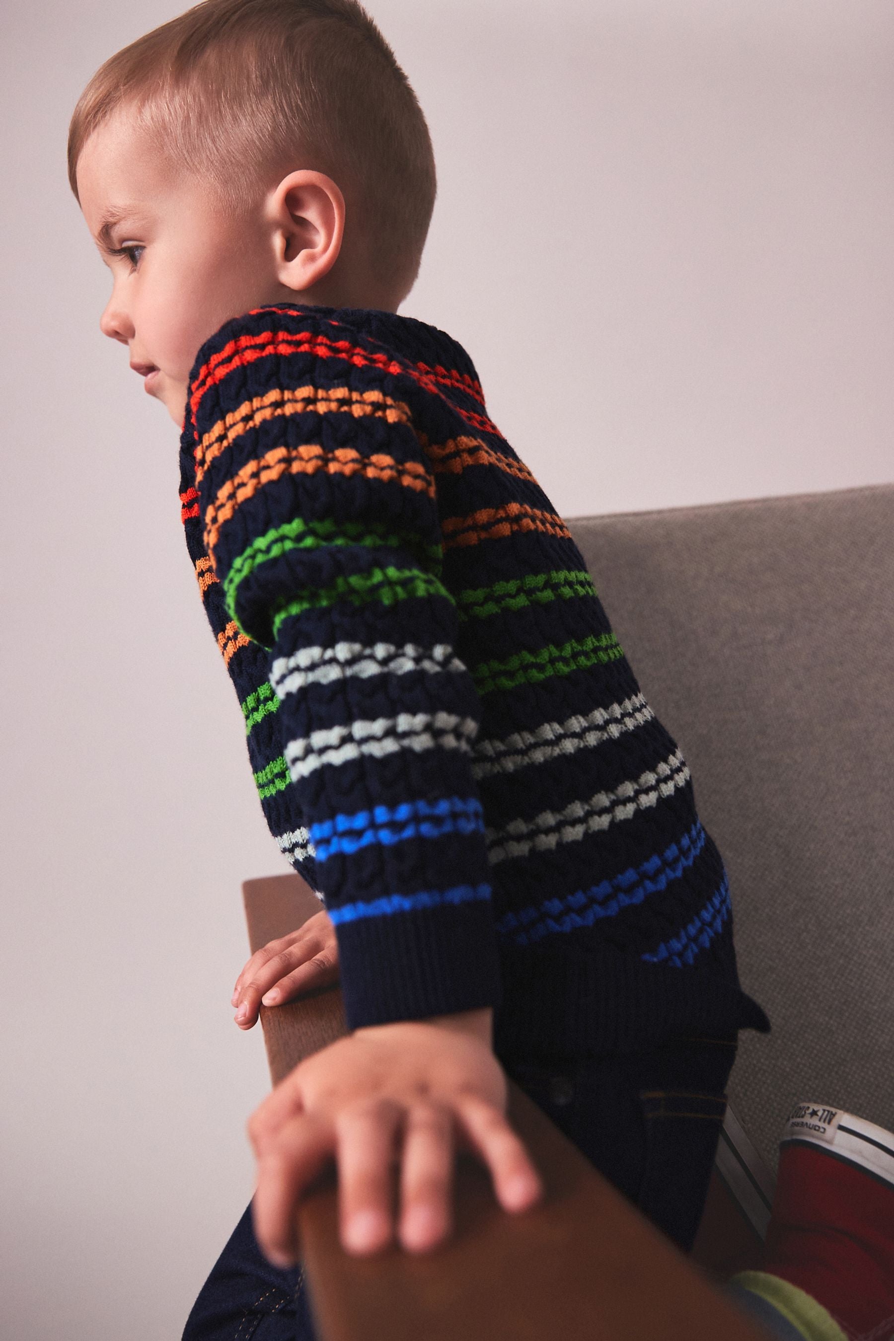 Multi Fine Gauge Striped Knitted Jumper (3mths-7yrs)