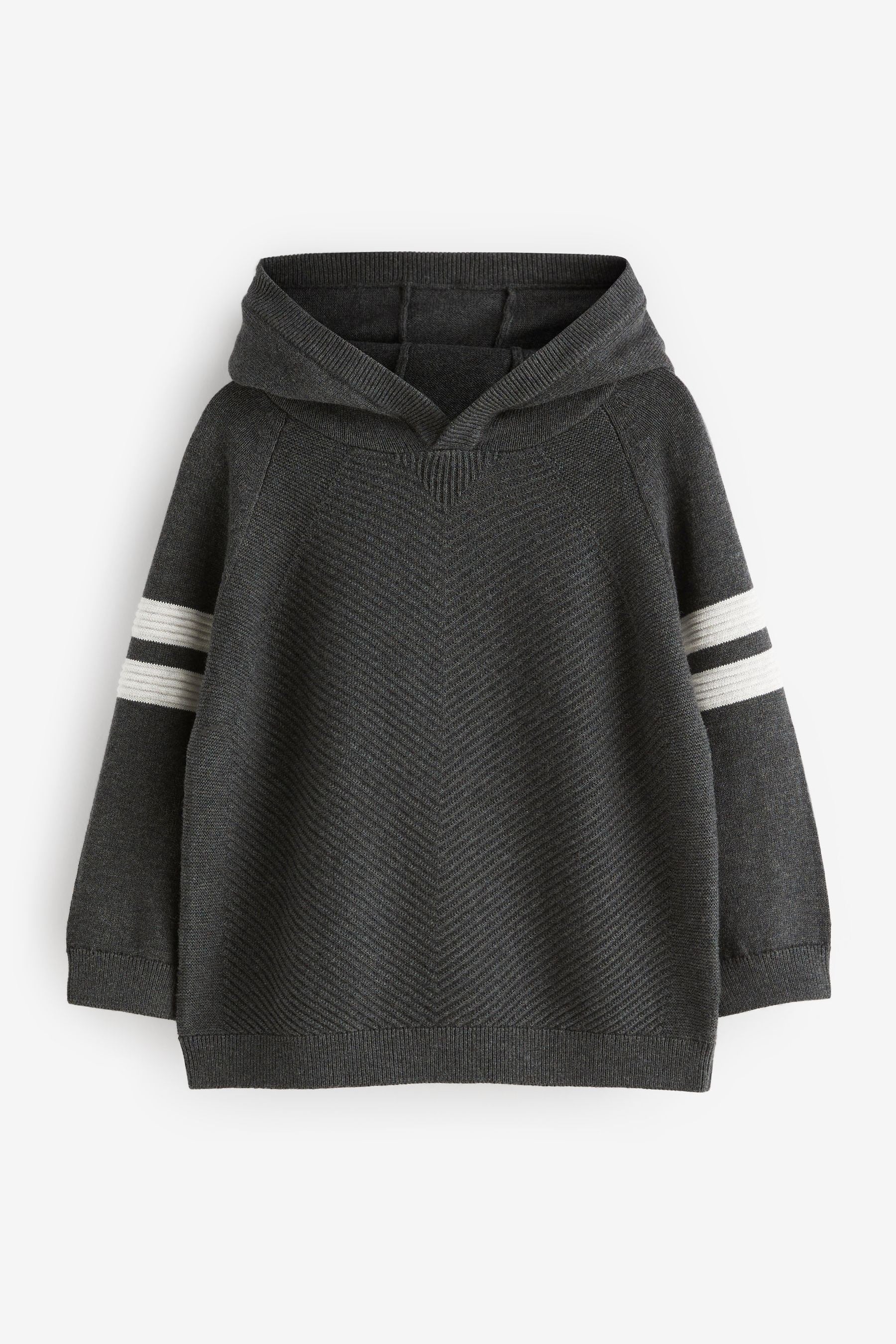 Charcoal Grey Knitted Textured Hoodie (3mths-7yrs)