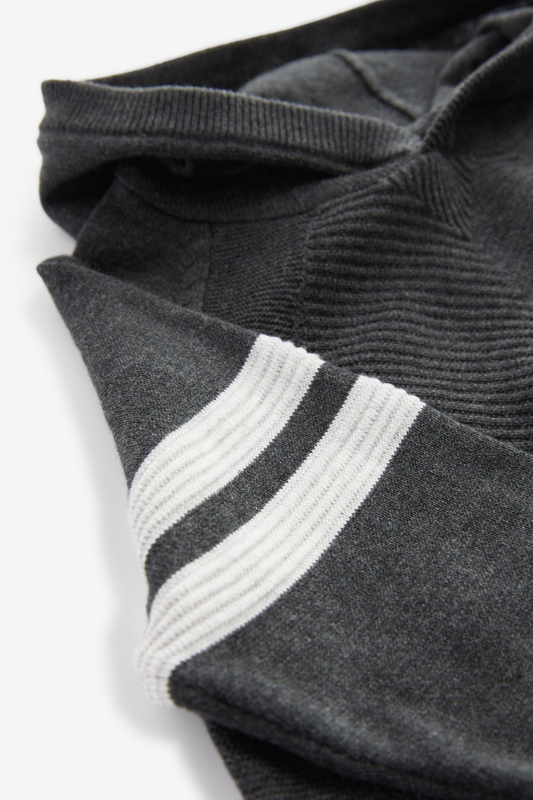 Charcoal Grey Knitted Textured Hoodie (3mths-7yrs)