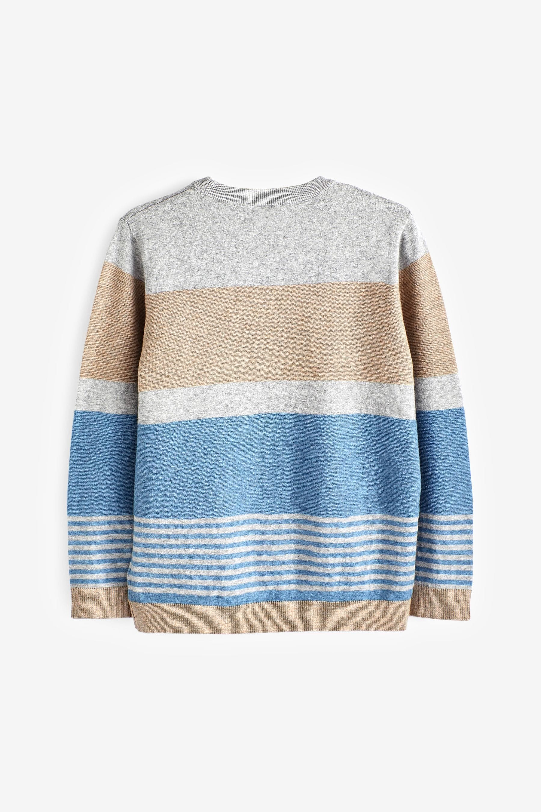 Blue Fine Gauge Striped Knitted Jumper (3mths-7yrs)