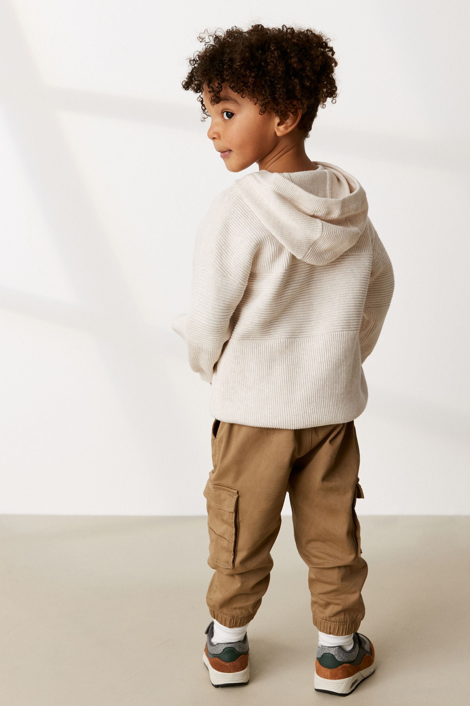 Ecru Cream Knitted Textured Hoodie (3mths-7yrs)