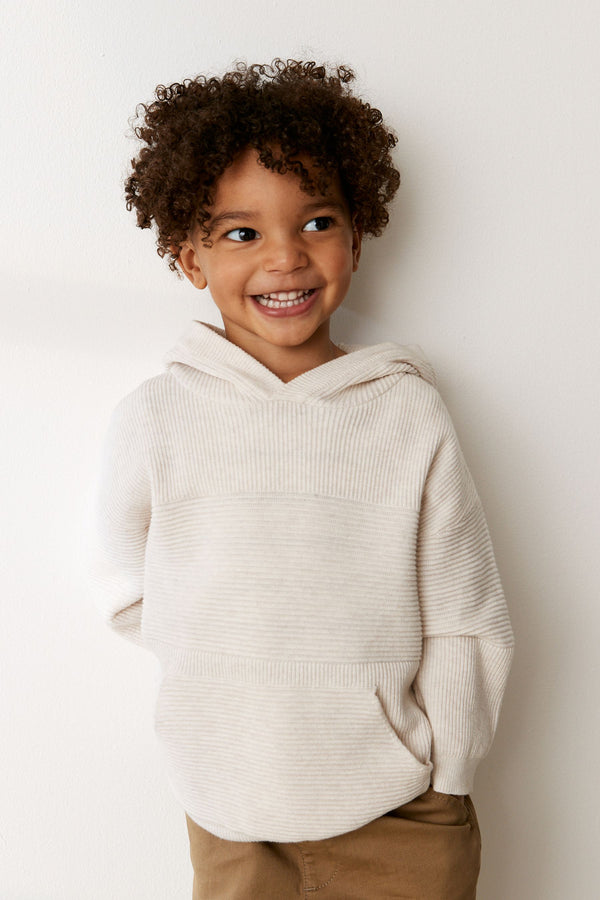 Ecru Cream Knitted Textured Hoodie (3mths-7yrs)