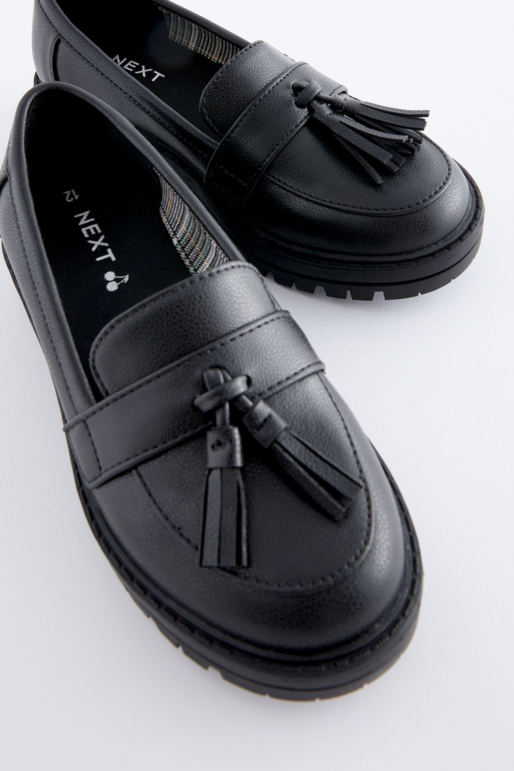 Matt Black School Chunky Tassel Loafers