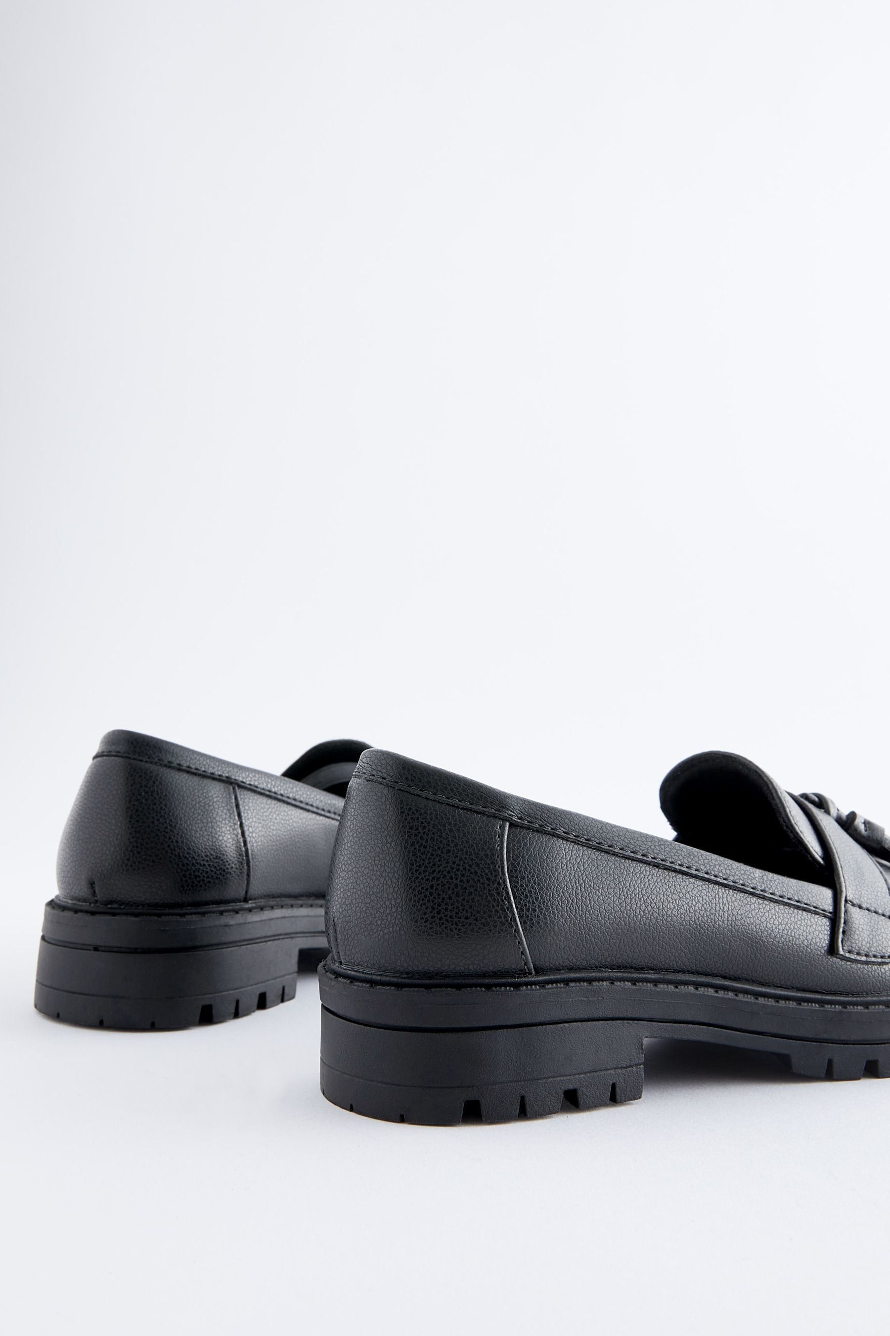 Matt Black School Chunky Tassel Loafers