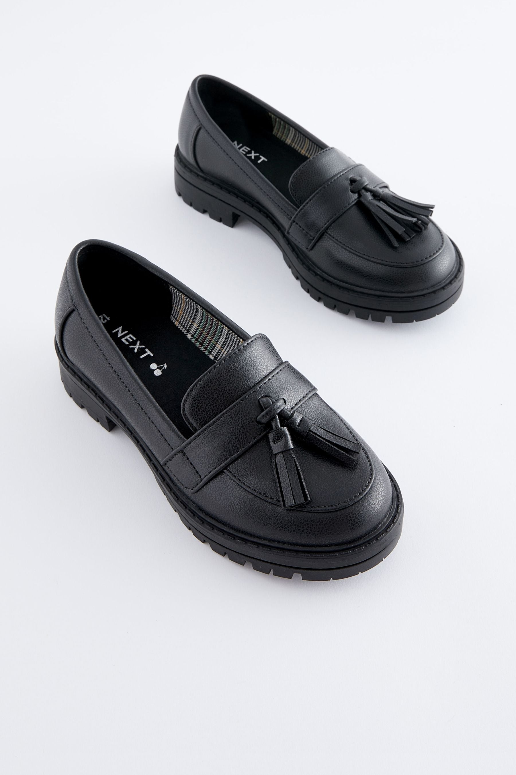 Matt Black School Chunky Tassel Loafers