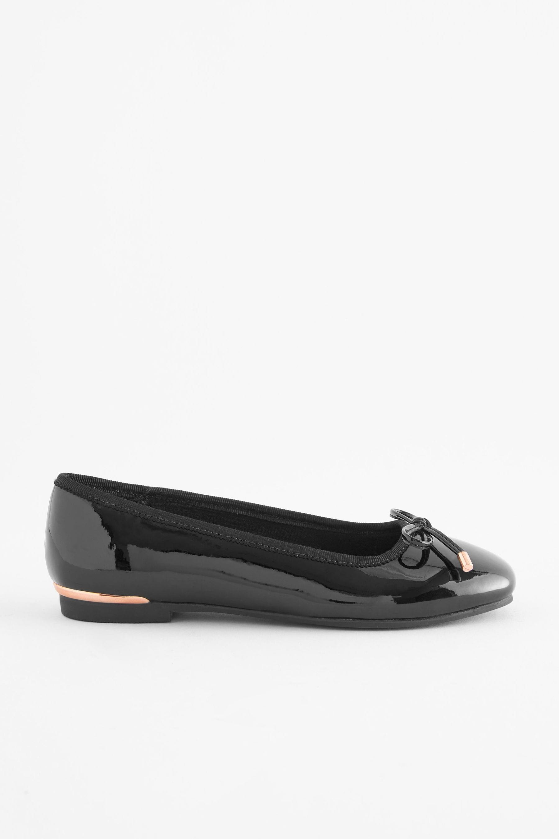 Black Patent School Bow Ballet Shoes