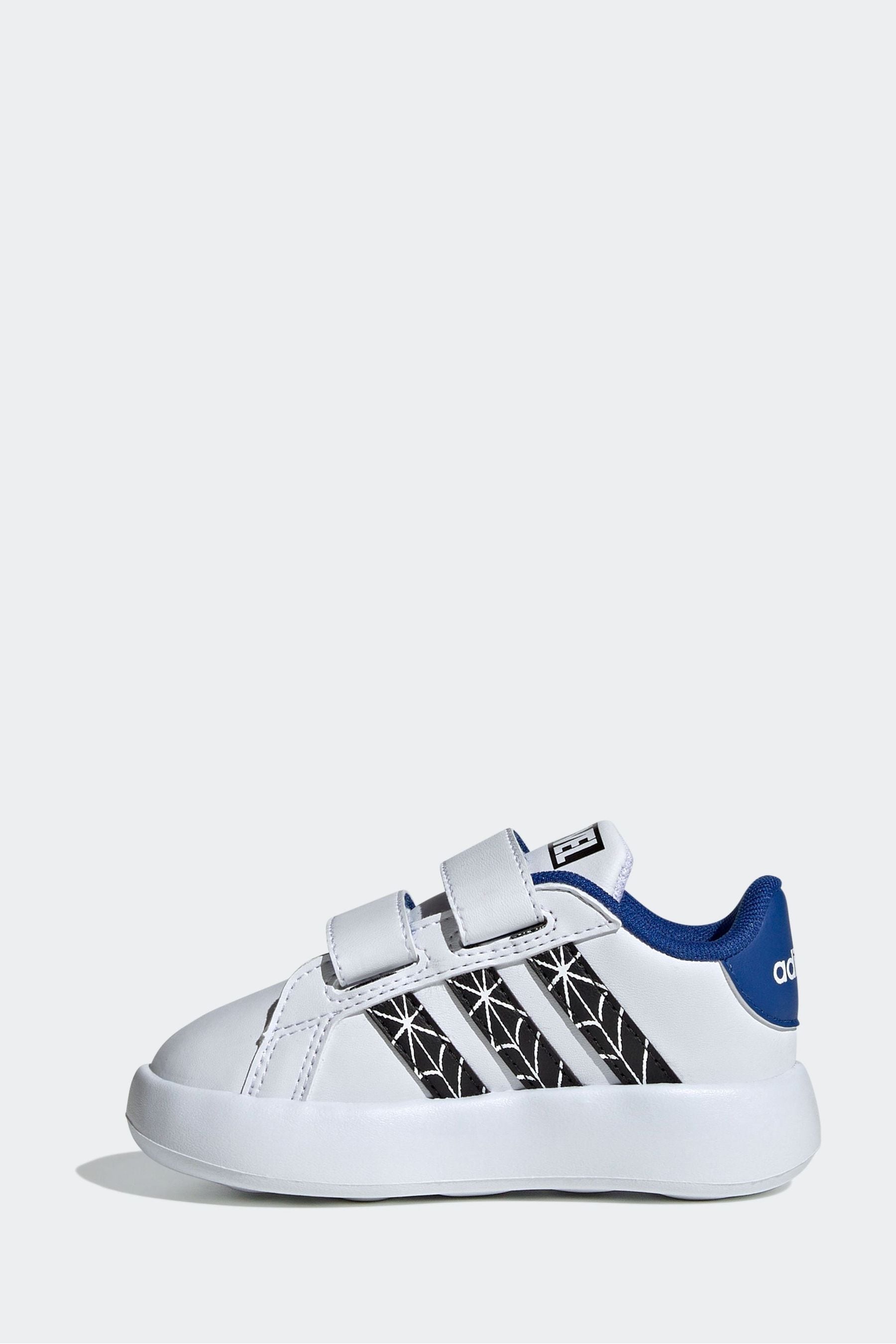 White/Blue adidas Marvel's Spider-Man Grand Court Trainers