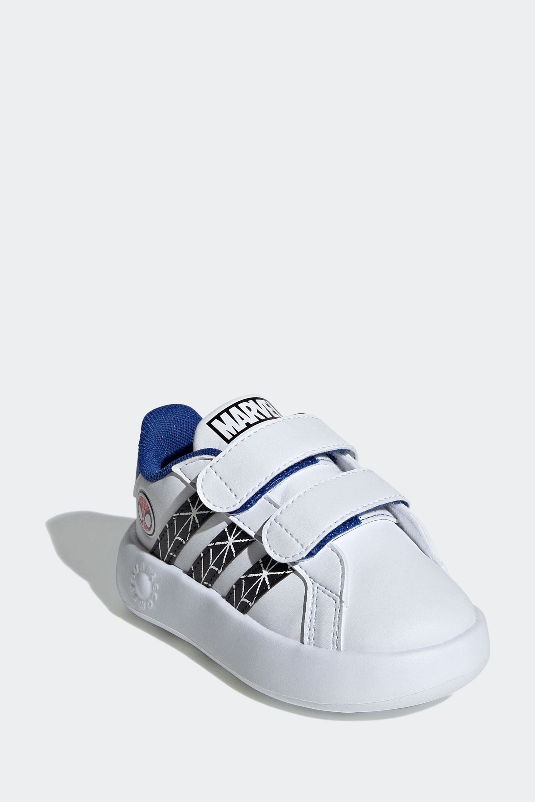 White/Blue adidas Marvel's Spider-Man Grand Court Trainers