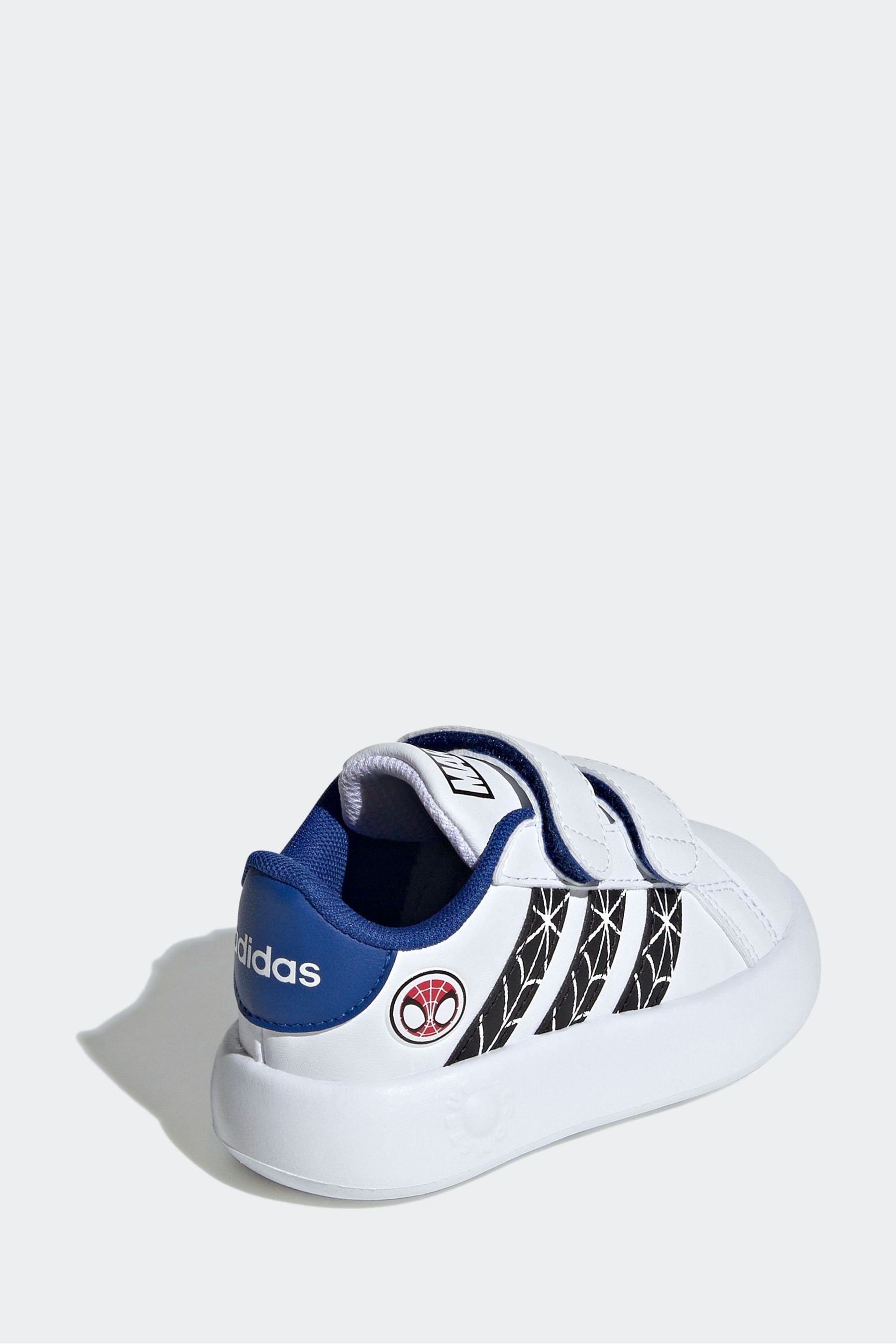 White/Blue adidas Marvel's Spider-Man Grand Court Trainers