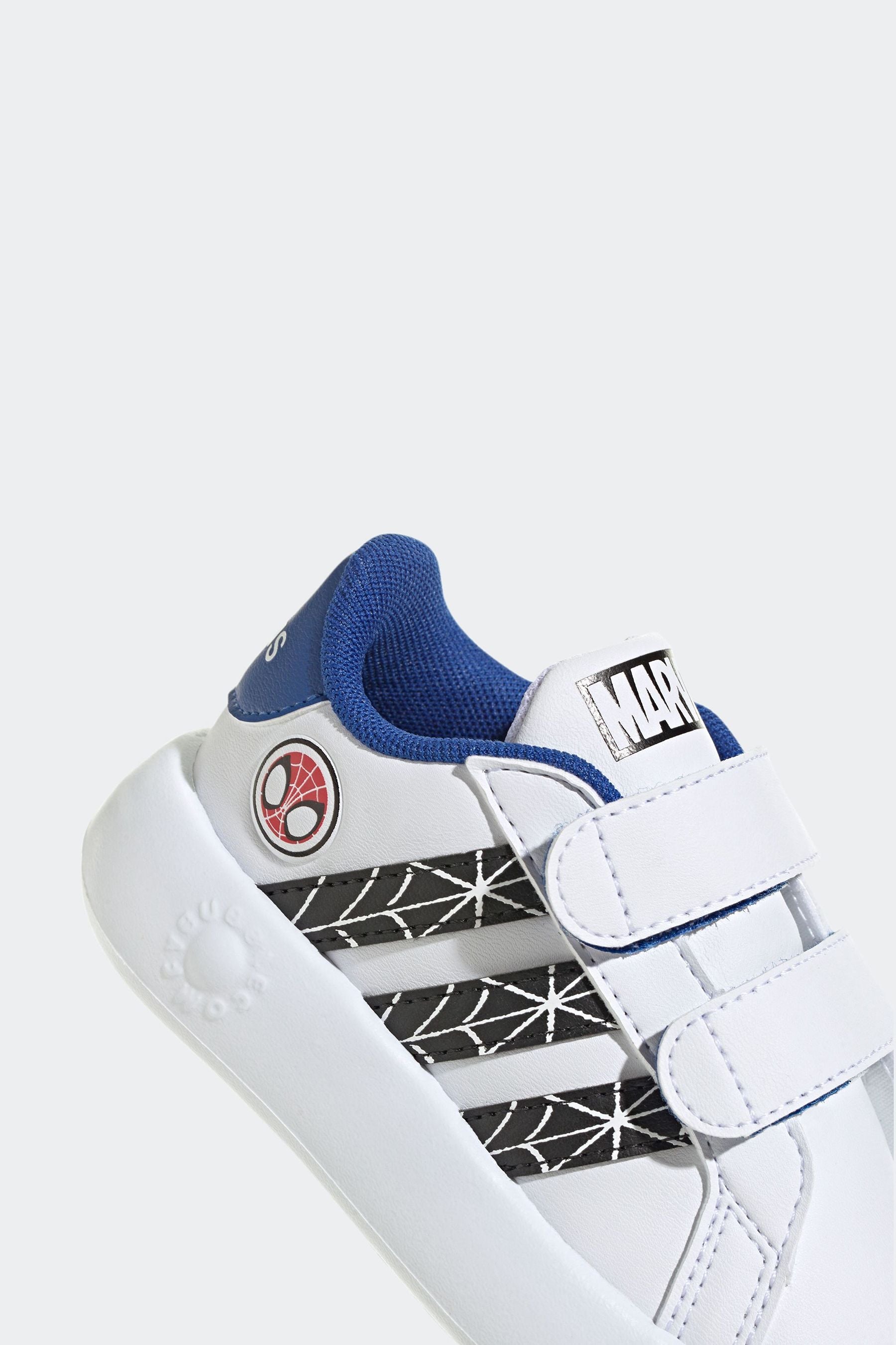 White/Blue adidas Marvel's Spider-Man Grand Court Trainers