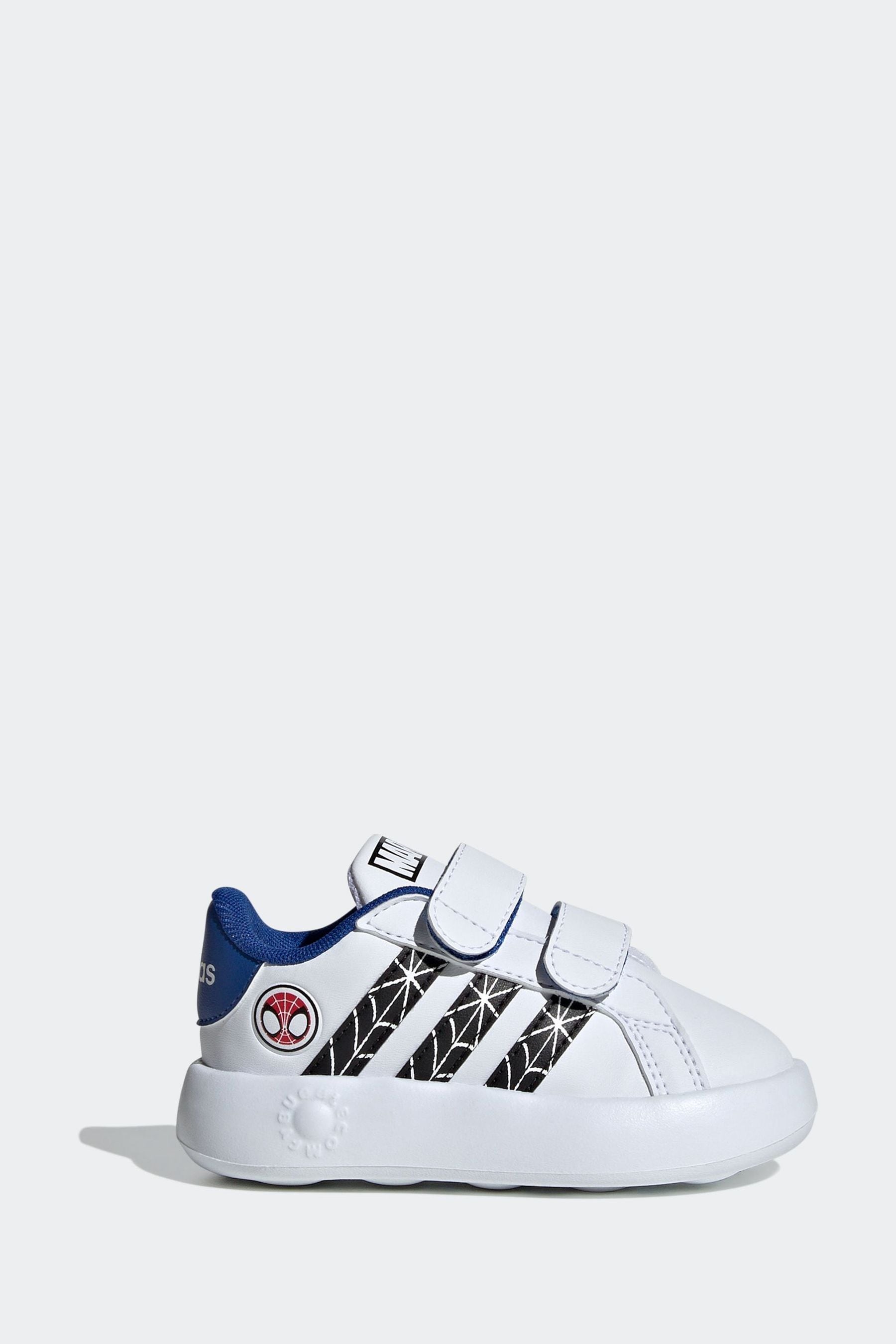 White/Blue adidas Marvel's Spider-Man Grand Court Trainers