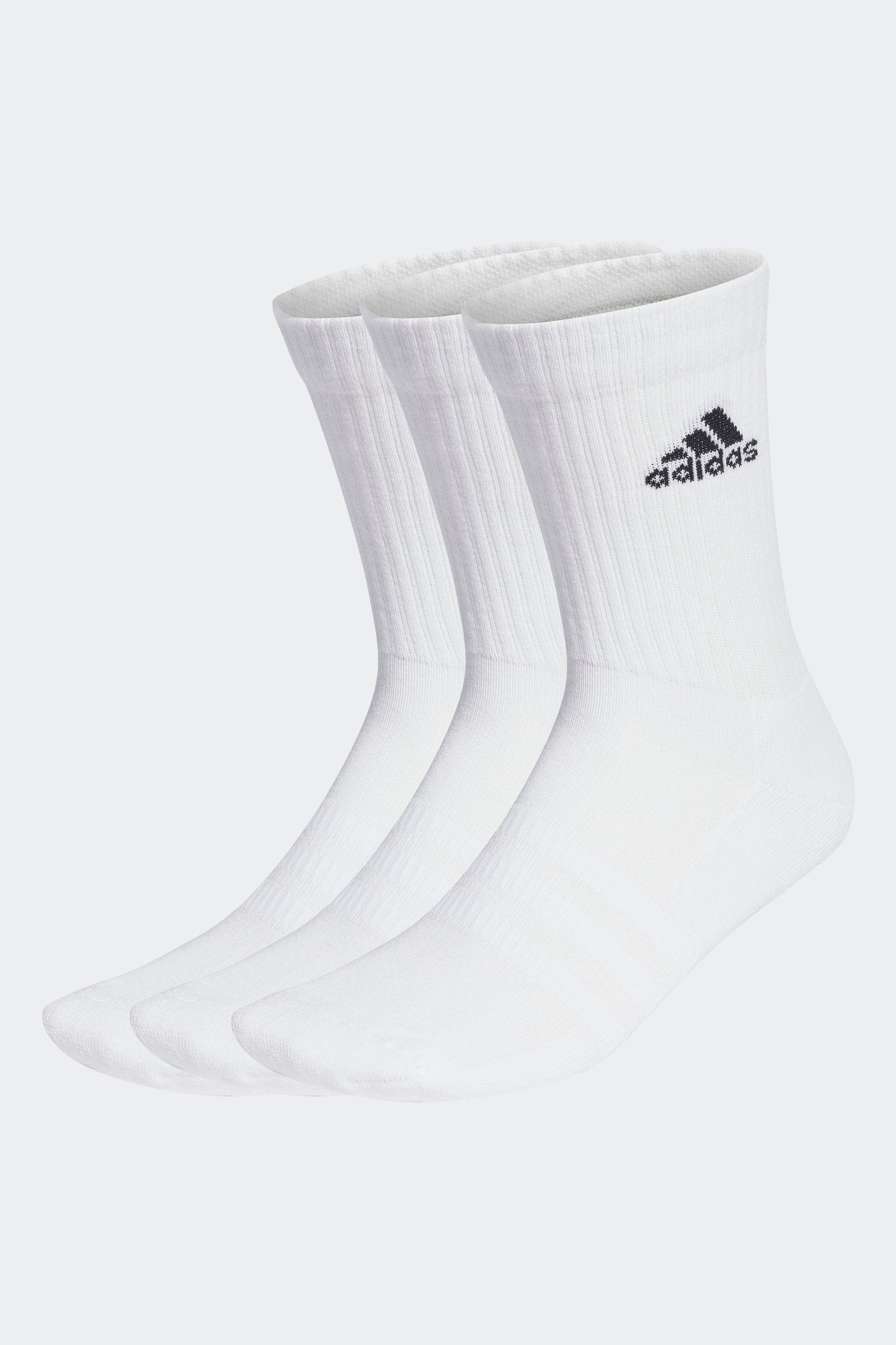 adidas White 3 Pack Cushioned Crew Socks 3 Pairs