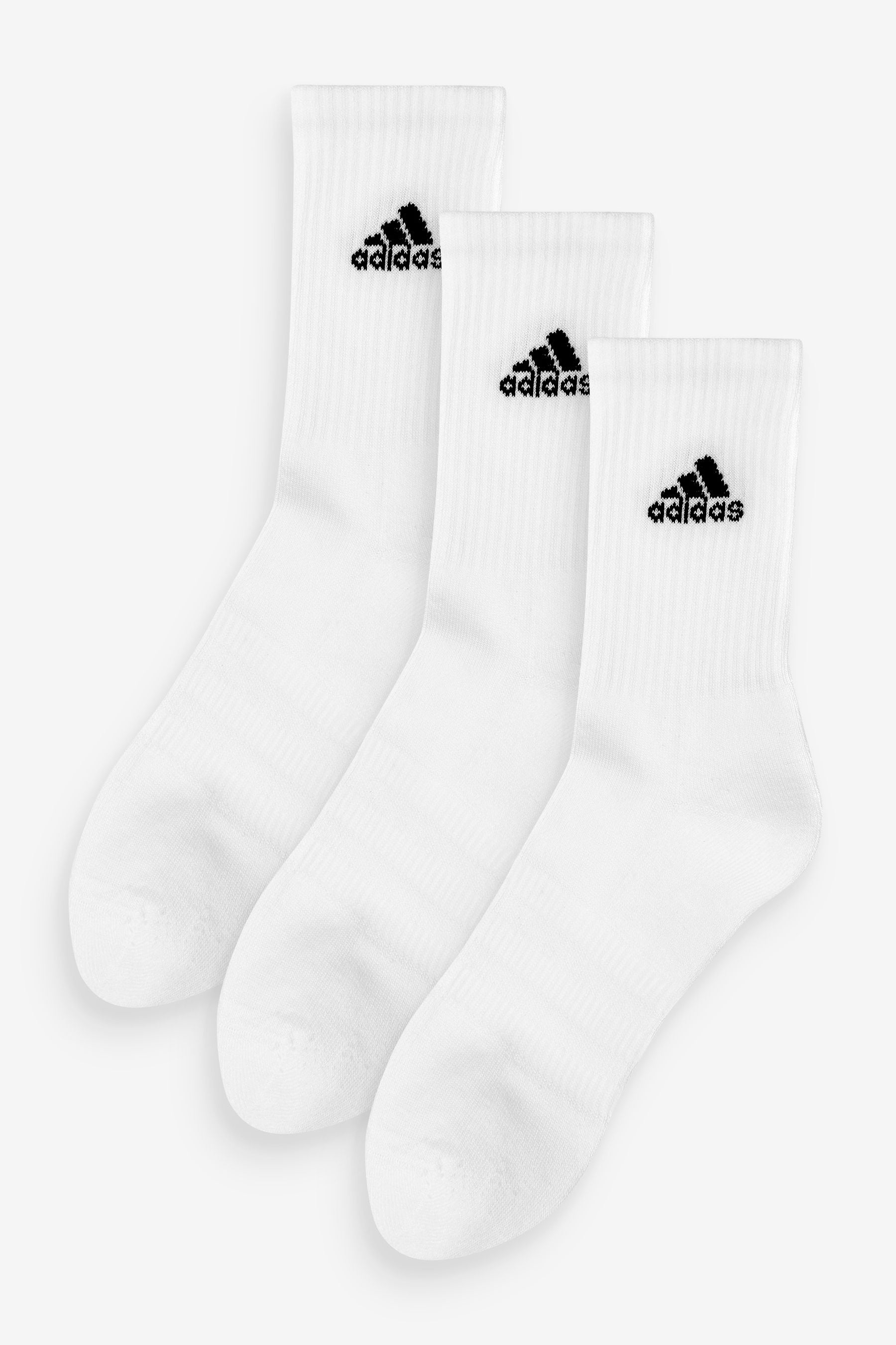 adidas White 3 Pack Cushioned Crew Socks 3 Pairs