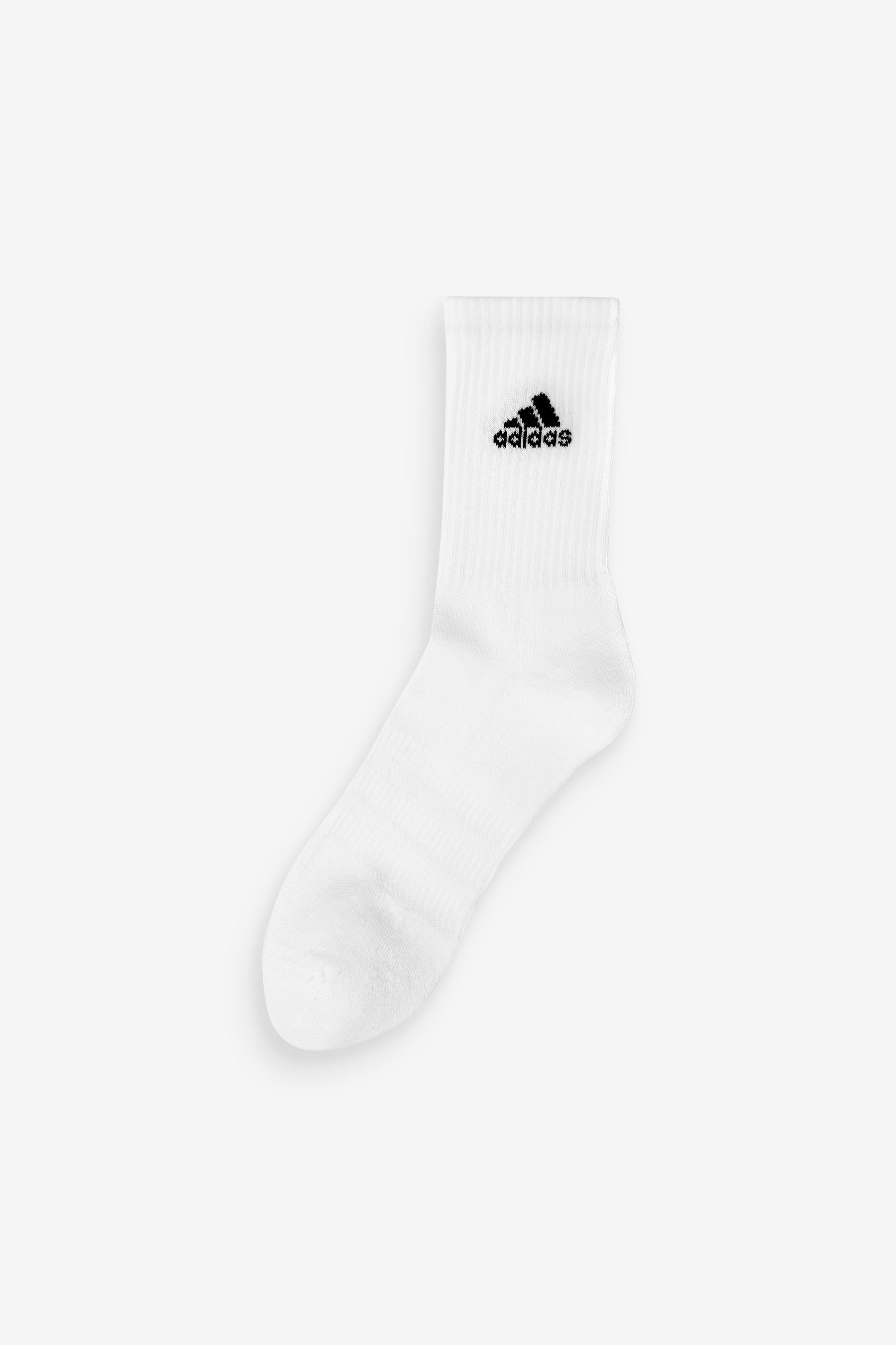 adidas White 3 Pack Cushioned Crew Socks 3 Pairs