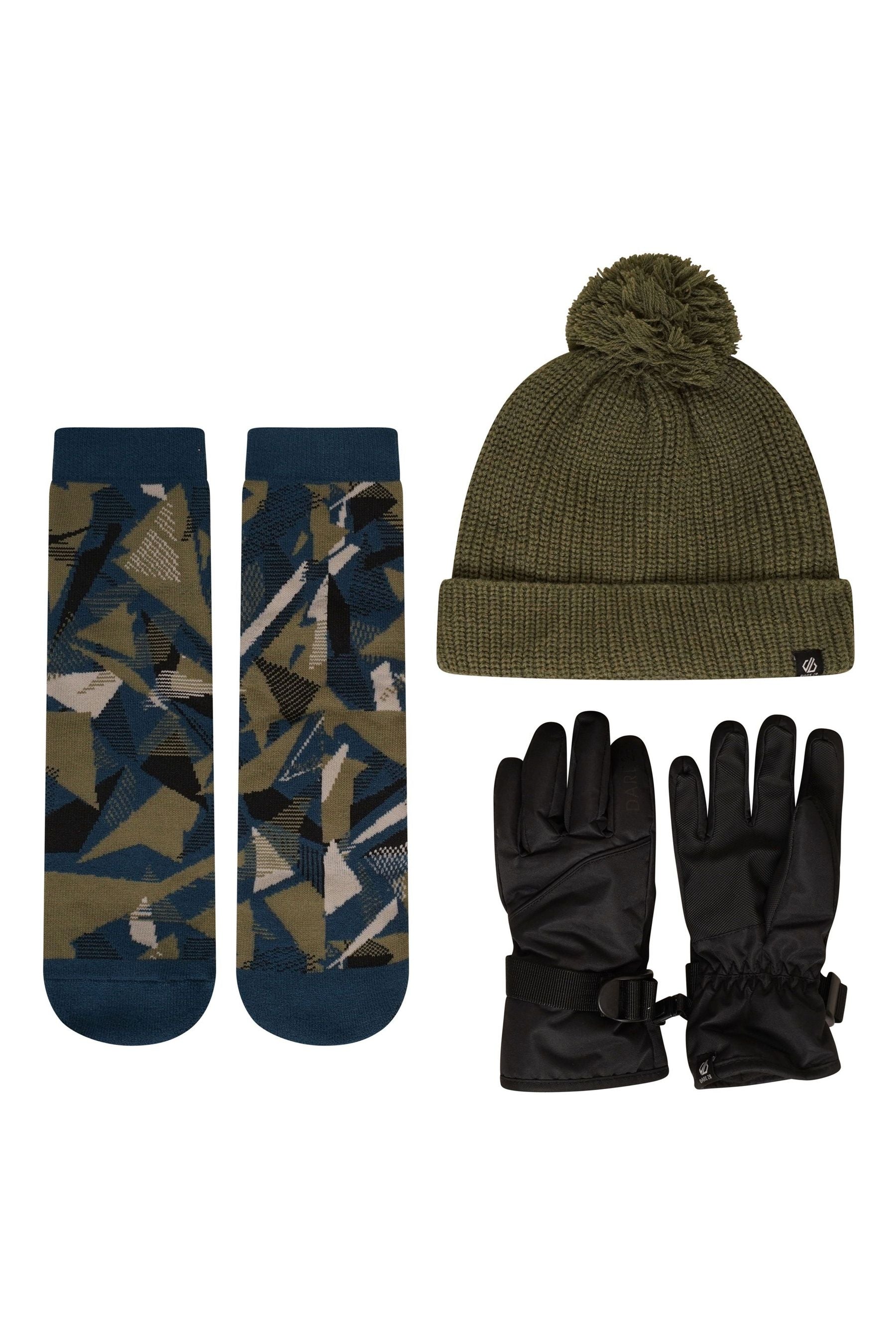 Khaki Green Dare 2b x Nxt Boys Ski Gloves, Hat And Socks Set