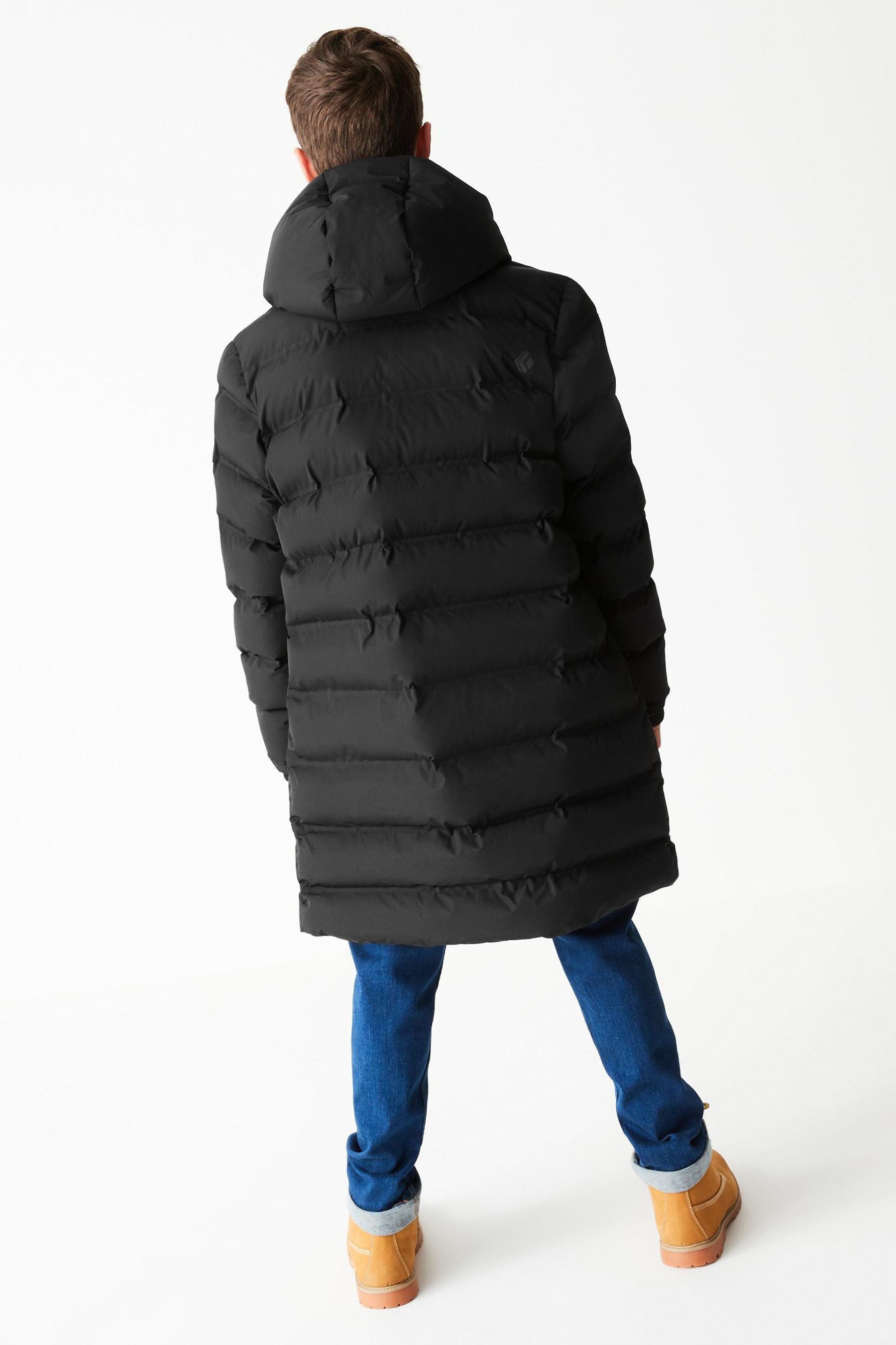 Black Fleece Lined Longline Puffer Coat (3-17yrs)